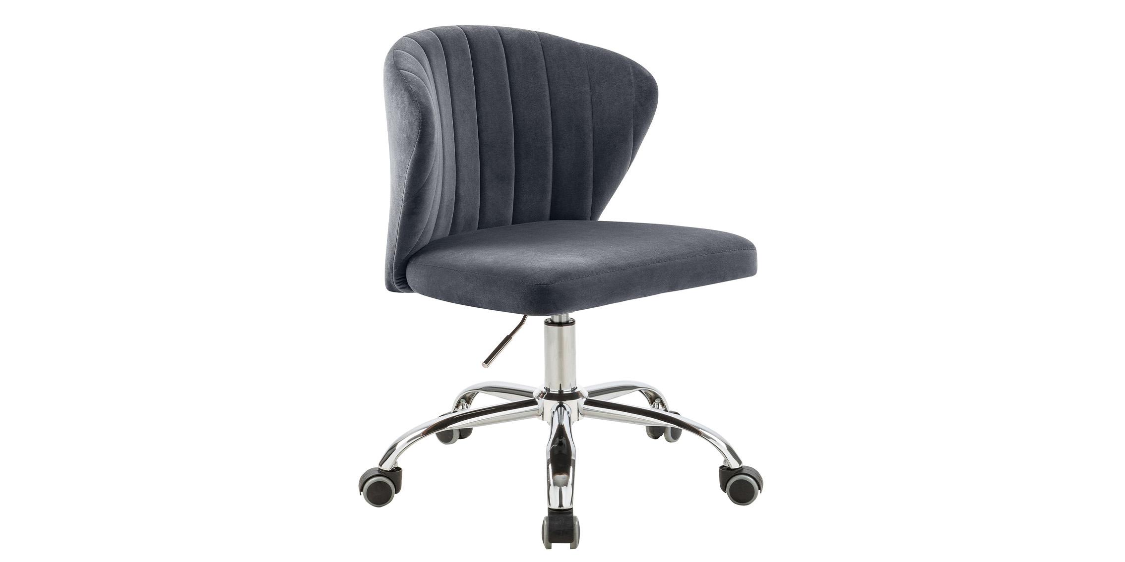 

    
Grey Velvet & Chrome Swivel Office Chair FINLEY 166Grey Meridian Contemporary
