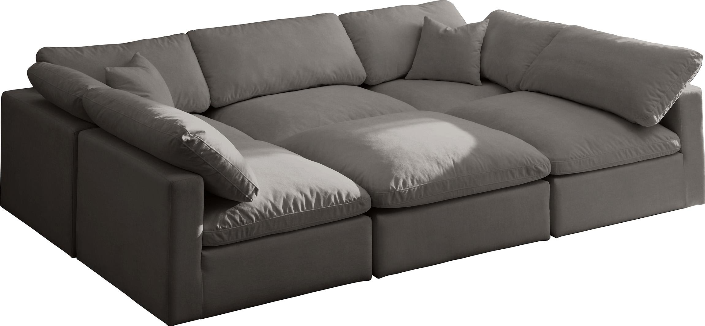 Contemporary, Modern Modular Sectional Sofa Cloud GREY GREY-Sec-Cloud in Gray Fabric