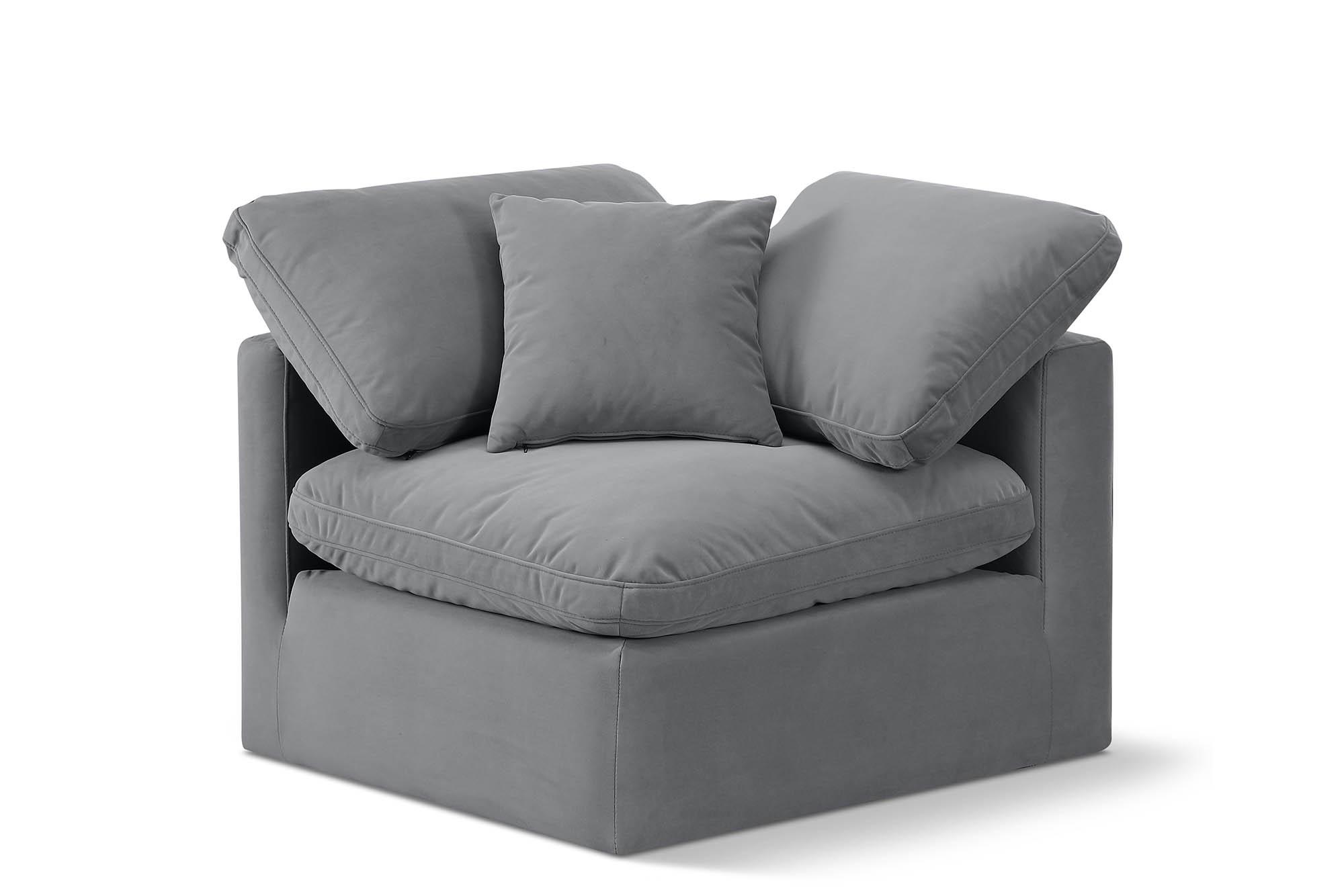 

    
Grey Velvet Corner Chair INDULGE 147Grey-Corner Meridian Contemporary Modern
