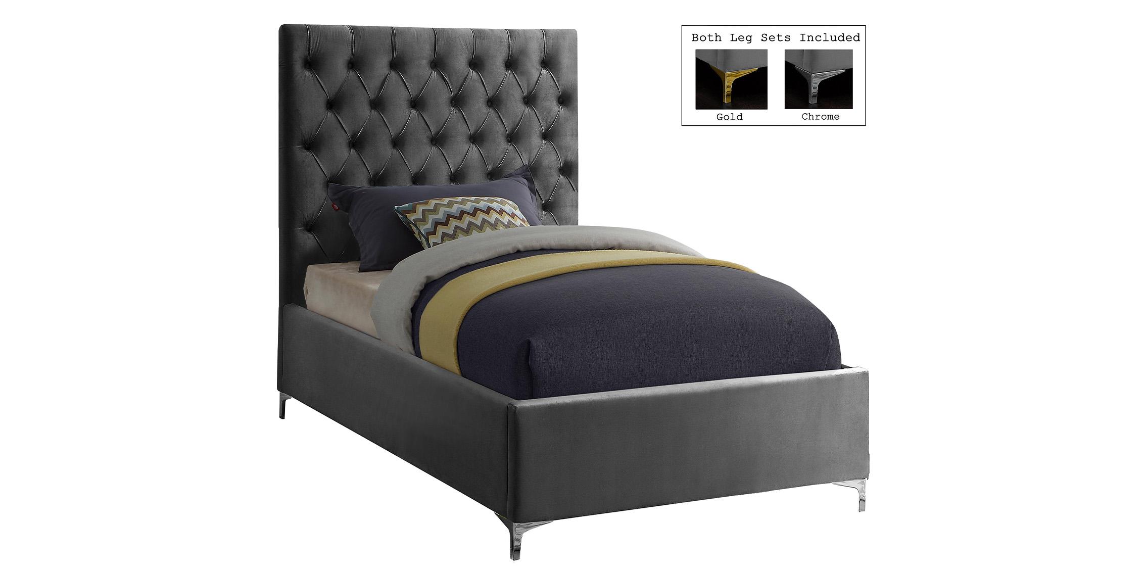 Contemporary, Modern Platform Bed CRUZ Grey-T CruzGrey-T in Gray Fabric