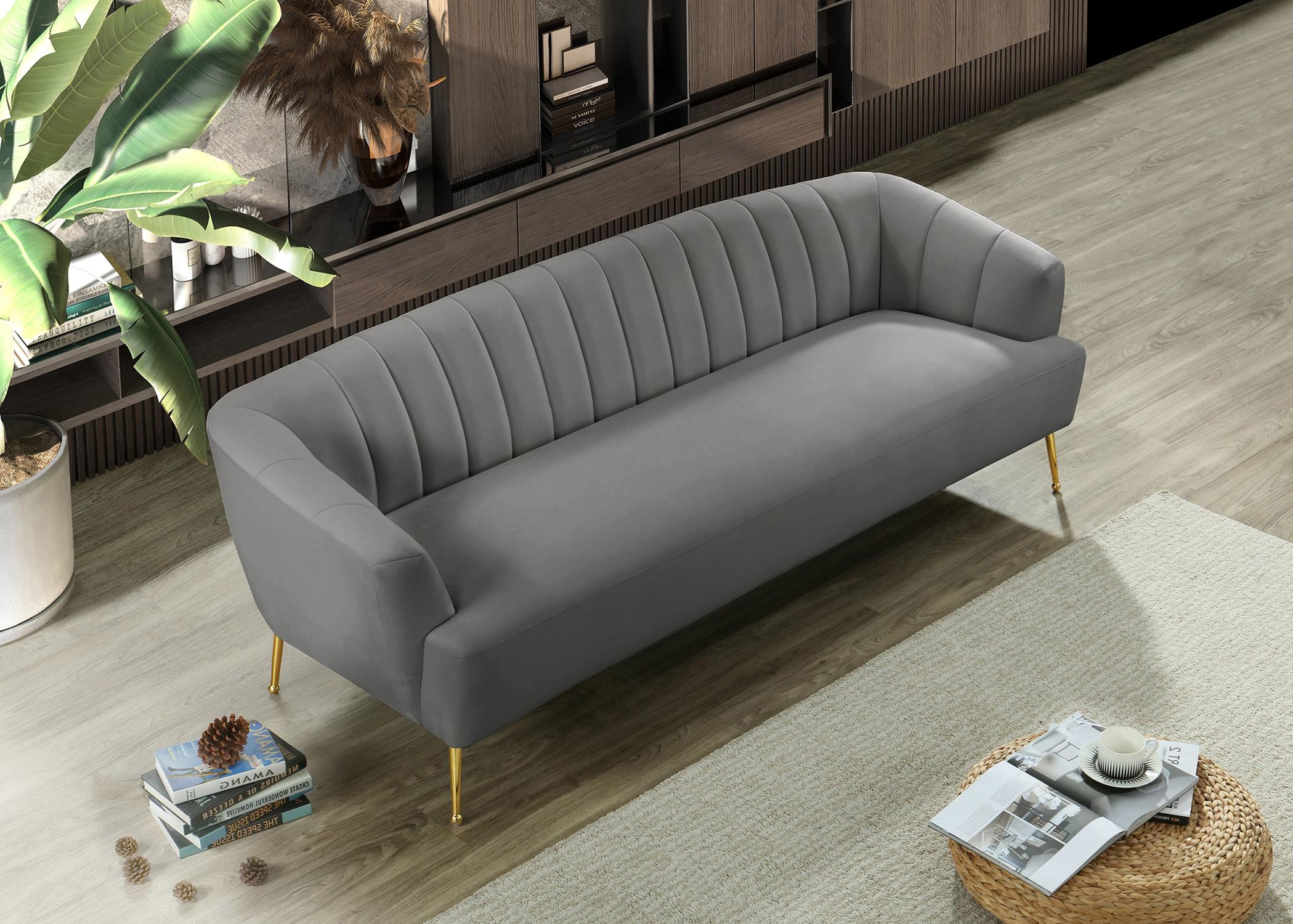 

    
 Photo  Grey Velvet Channel Tufted Sofa Set 3P TORI 657Grey Meridian Contemporary
