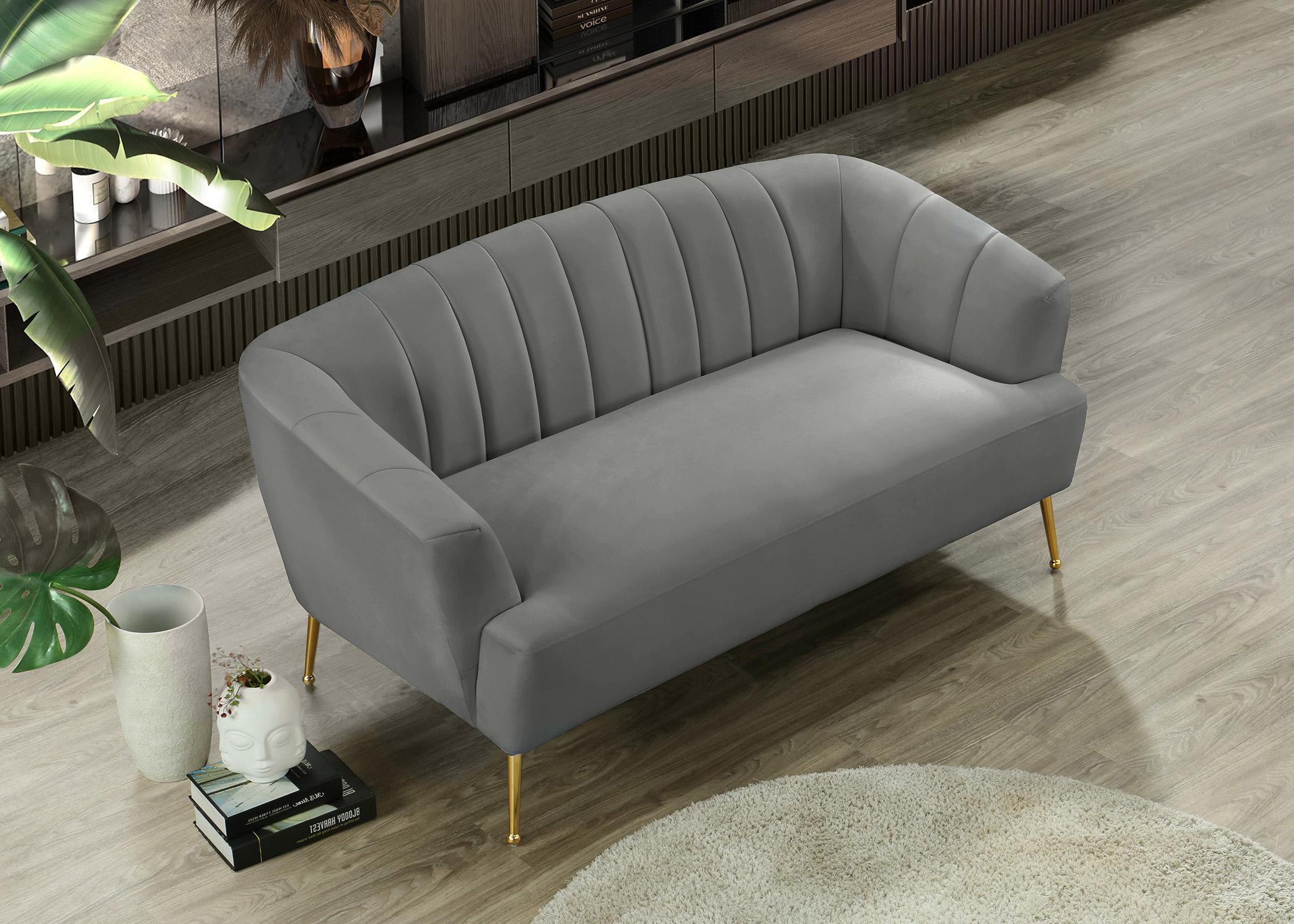 

    
Grey Velvet Channel Tufted Sofa Set 3P TORI 657Grey Meridian Contemporary
