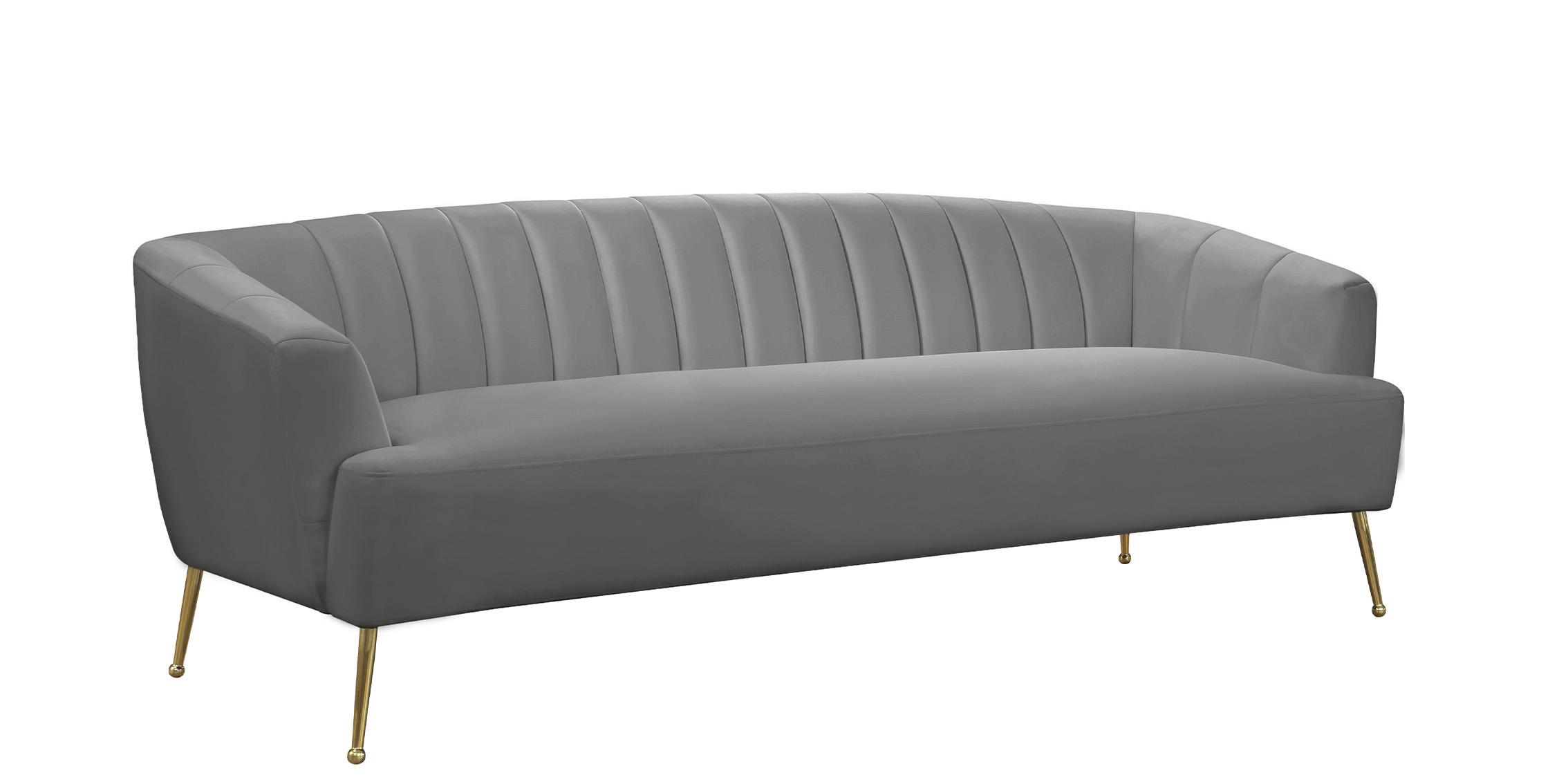

    
Grey Velvet Channel Tufted Sofa Set 3P TORI 657Grey Meridian Contemporary

