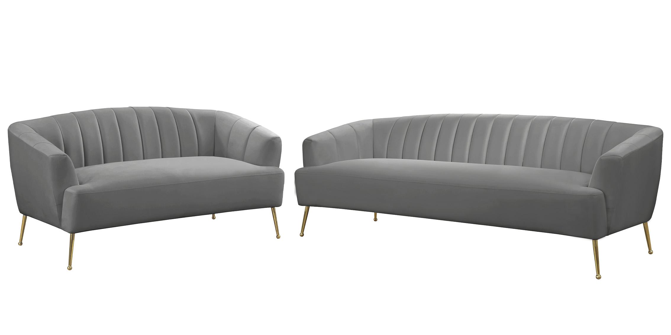 Contemporary, Modern Sofa Set TORI 657Grey-S-Set-2 657Grey-S-Set-2 in Gray Velvet