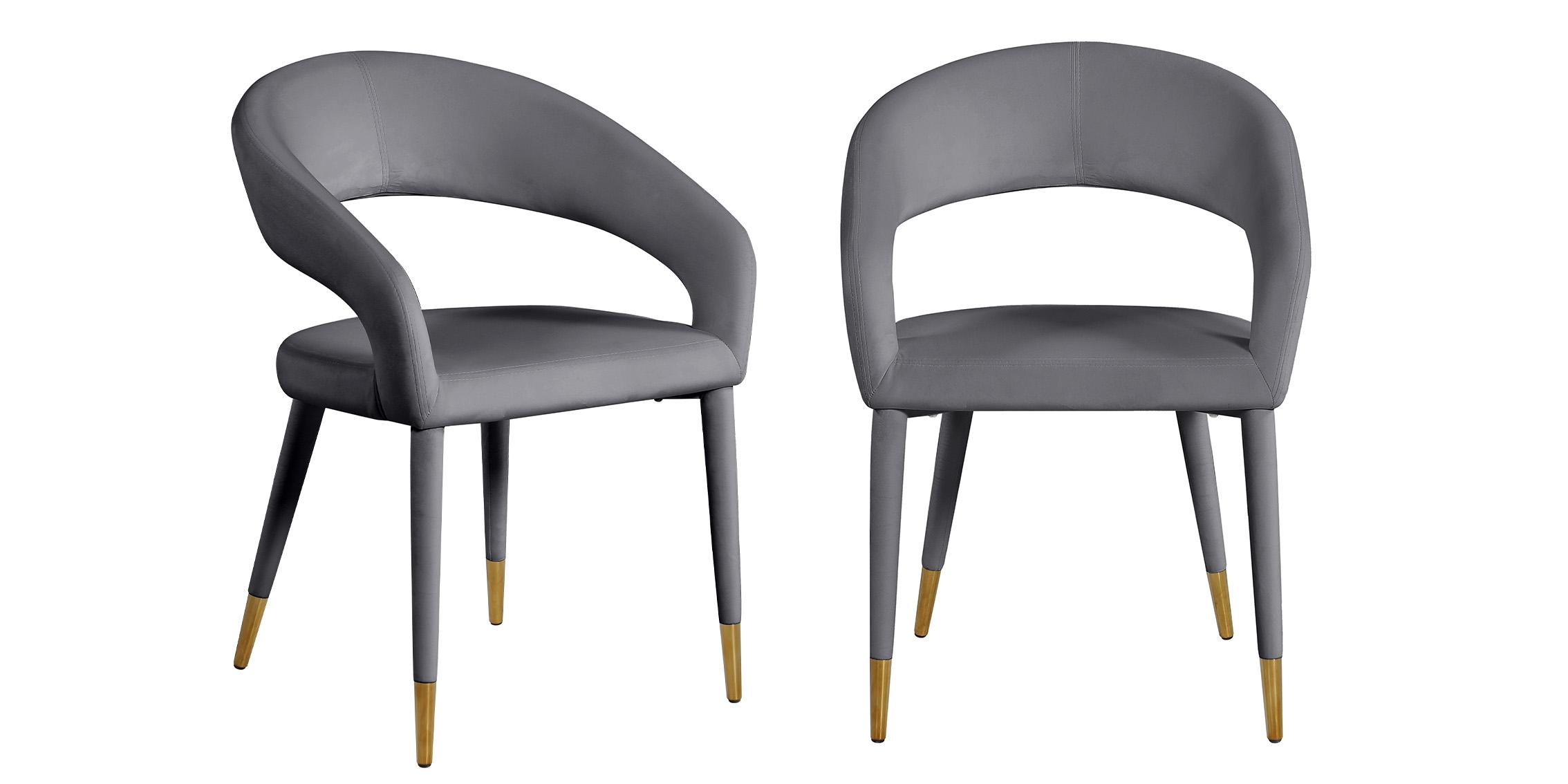 Contemporary, Modern Dining Chair Set DESTINY 537Grey-C 537Grey-C-Set-2 in Gray, Gold Velvet