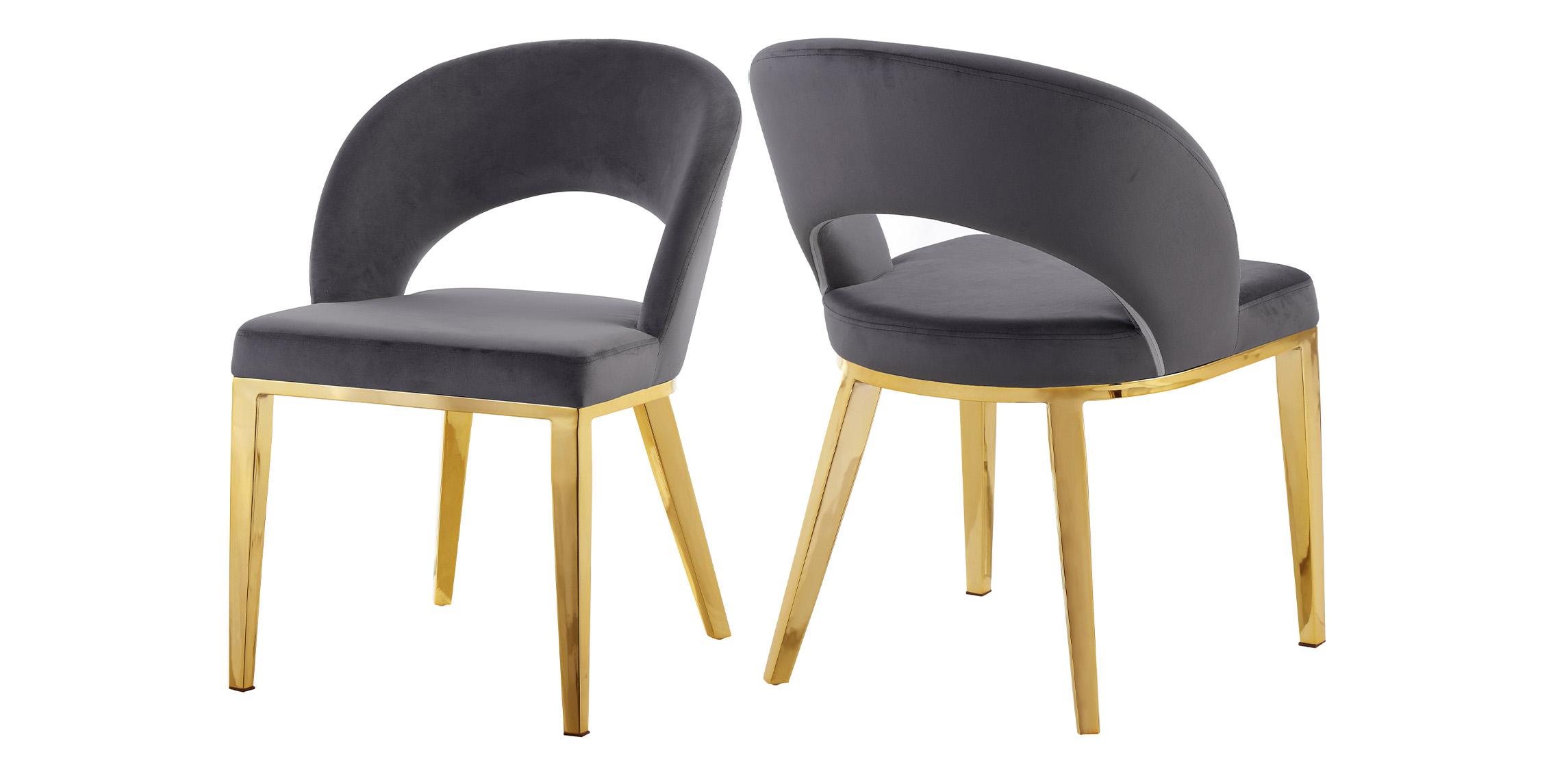 

    
Grey Velvet Dining Chair Set 2Pcs ROBERTO 765Grey Meridian Contemporary Modern

