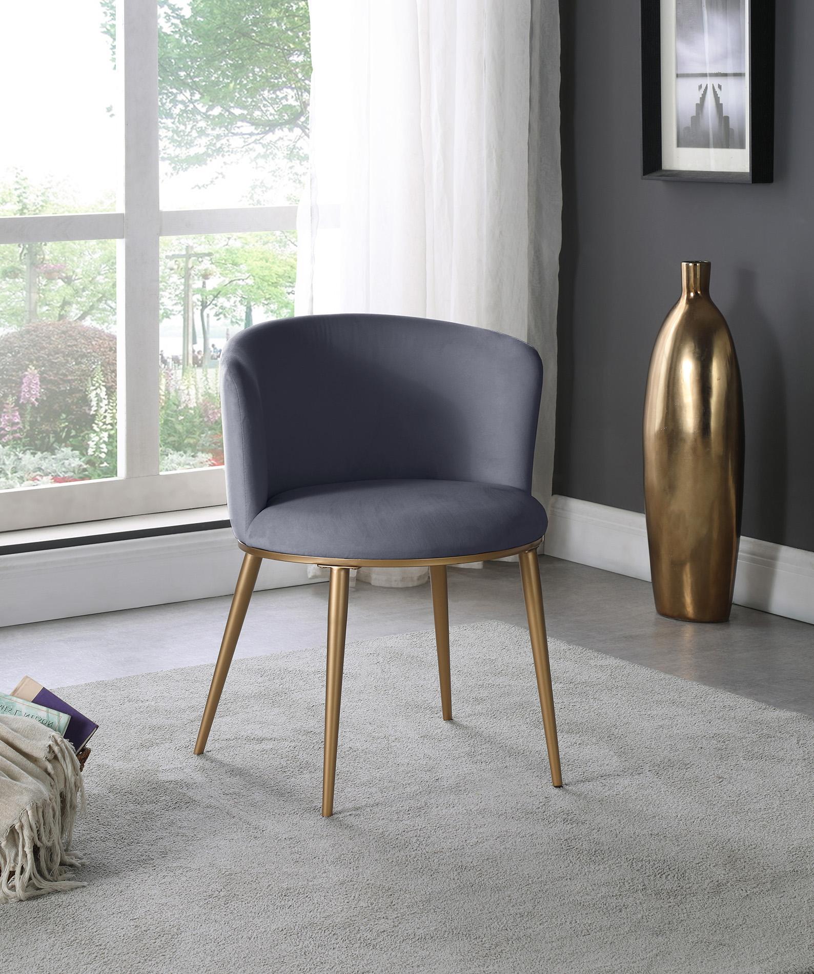 

    
Grey Velvet Dining Chair Set 2Pcs SKYLAR 965Grey-C Meridian Contemporary
