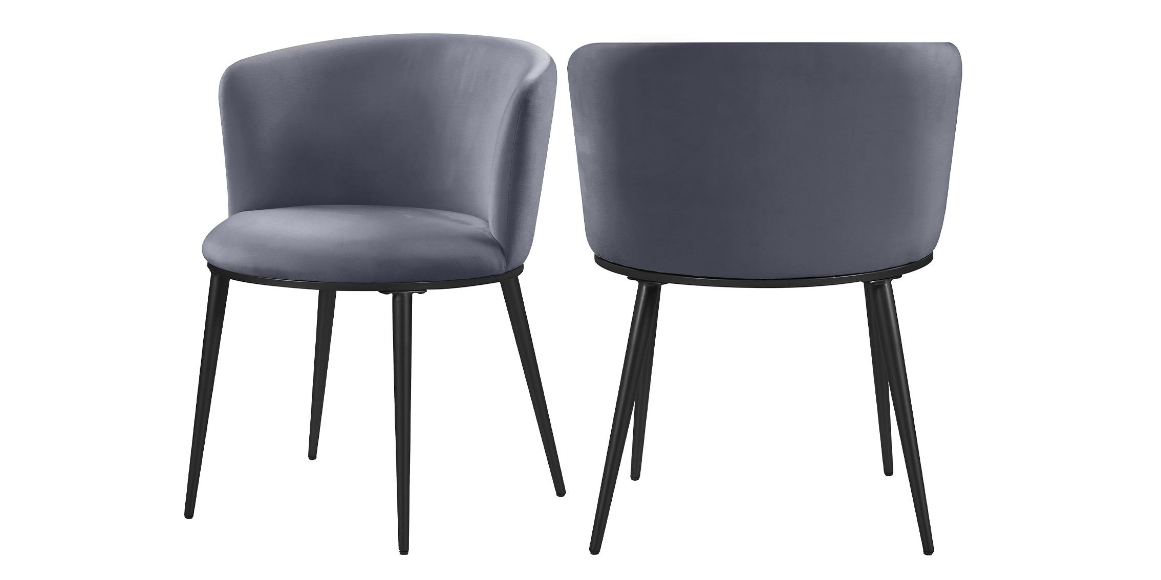 

    
Grey Velvet Dining Chair Set 2Pcs SKYLAR 966Grey-C Meridian Contemporary
