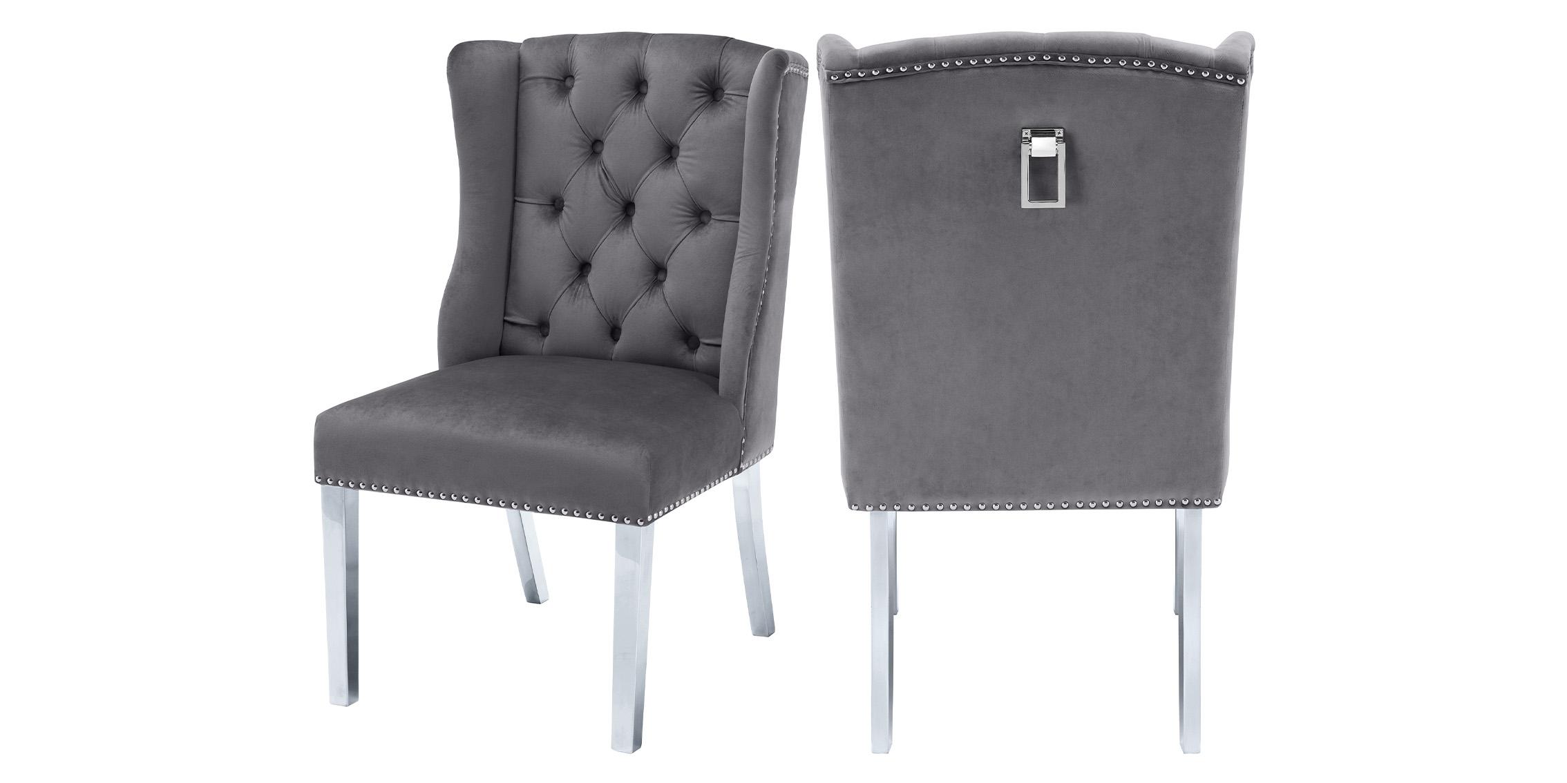 

    
Grey Velvet  Dining Chair Set 2Pcs SURI 809Grey-C Meridian Modern Contemporary
