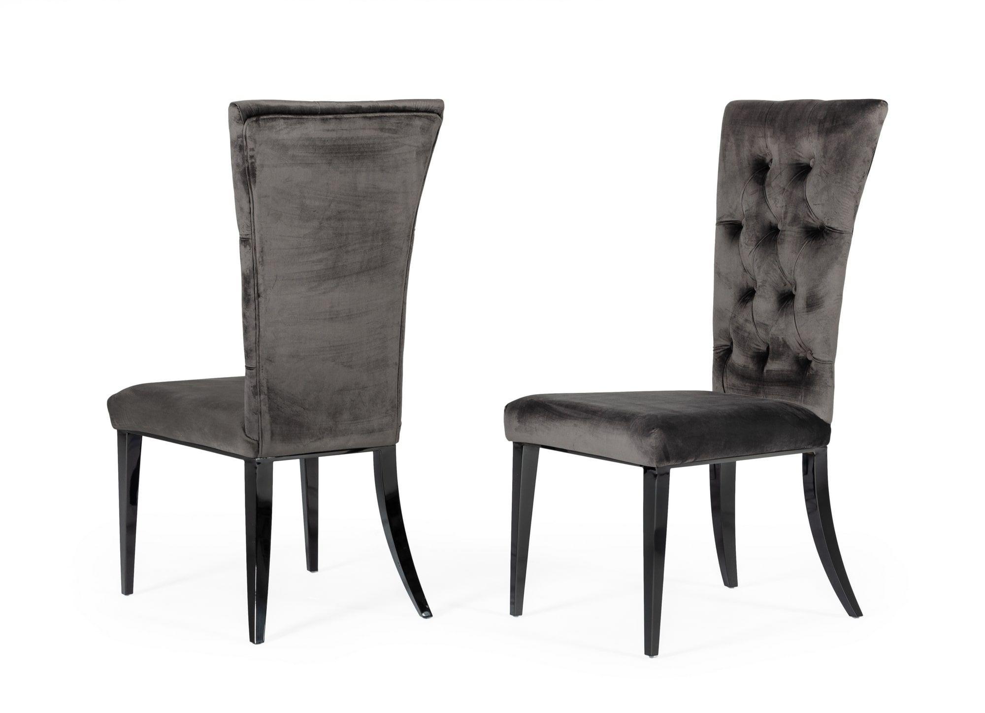 Contemporary, Modern Dining Chair Set Darley VGZAY623-GRY-2pcs in Gray, Black Velvet