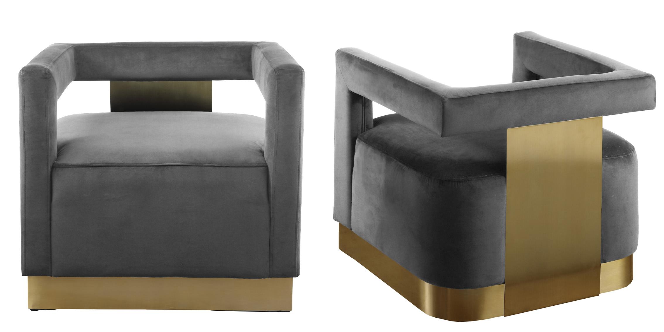 

    
Grey Velvet & Gold Base Chair Set 2 ARMANI 597Grey Meridian Contemporary
