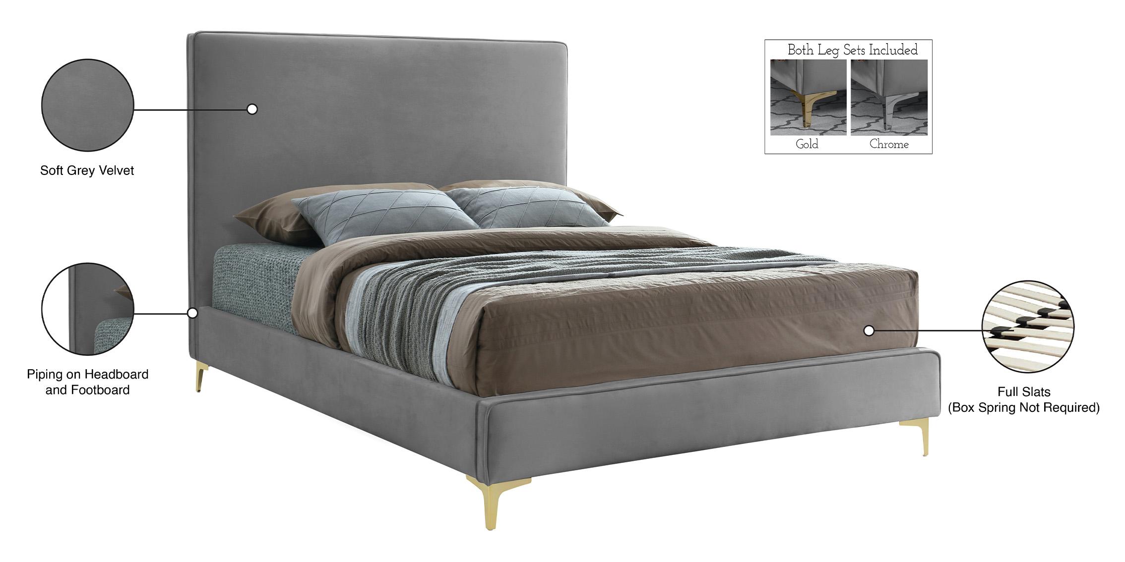 

        
753359804064Grey Velvet Gold & Chrome Legs Platform Full Bed GeriGrey-F Meridian Modern
