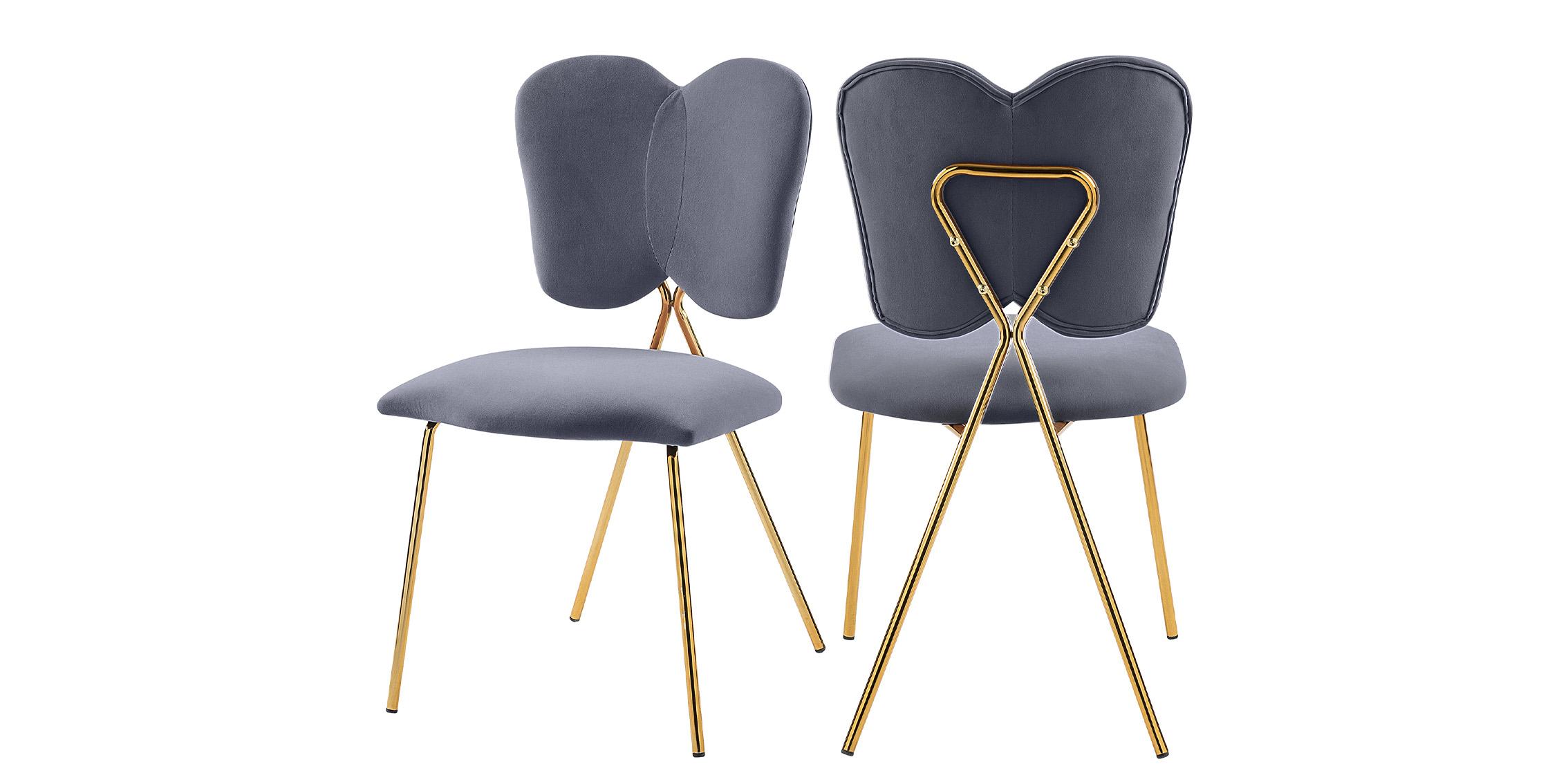 Contemporary, Modern Dining Chair Set ANGEL 780Grey-C 780Grey-C in Gray, Gold Velvet