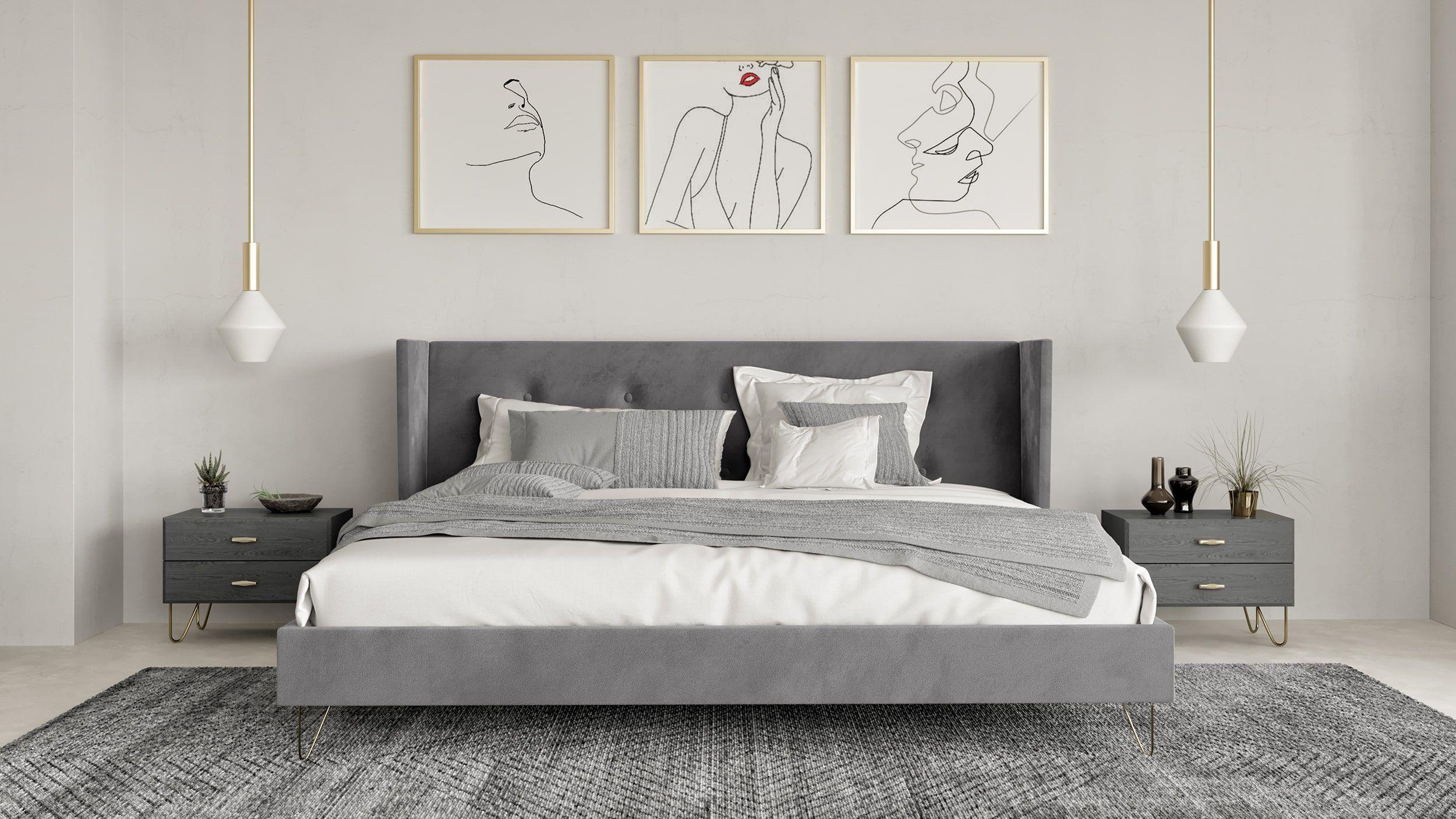 

    
Grey Velvet & Gold King Size Panel Bedroom Set 3Pcs by VIG Nova Domus Bryan
