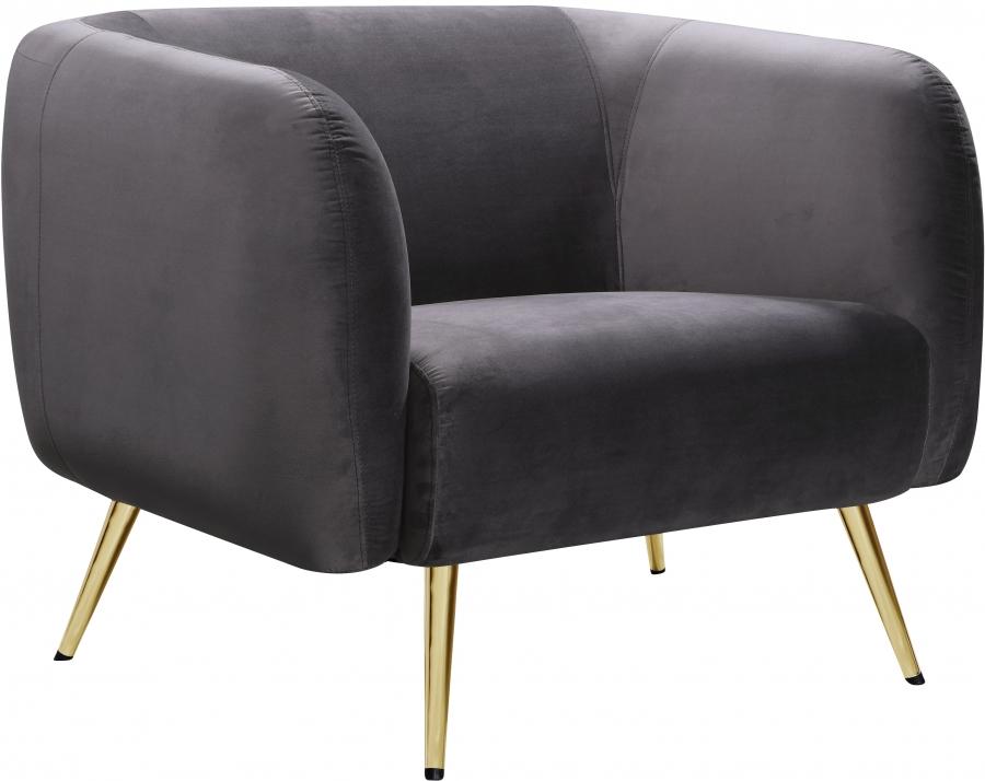 

    
 Order  Grey Velvet Gold Metal Legs Sofa Loveseat & Chair Meridian Furniture Harlow

