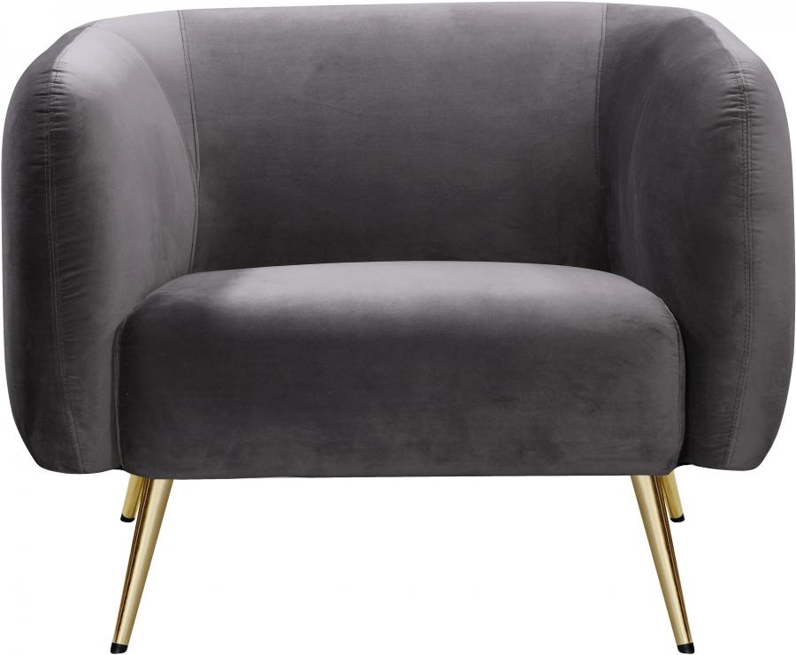 

    
 Photo  Grey Velvet Gold Metal Legs Sofa Loveseat & Chair Meridian Furniture Harlow
