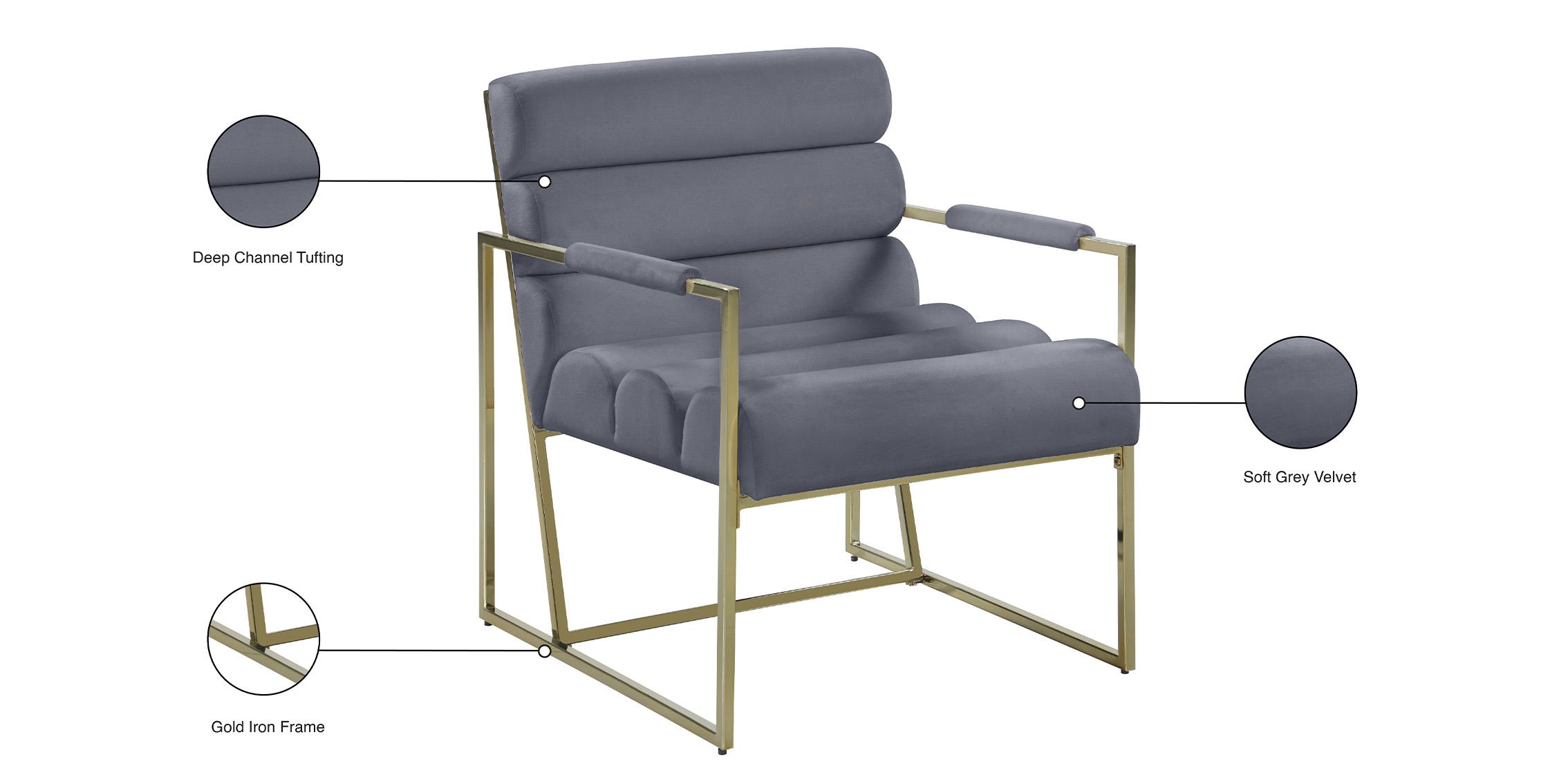 

    
526Grey-Set-2 Grey Velvet & Gold Tufted Accent Chair Set 2Pcs WAYNE 526Grey Meridian Modern
