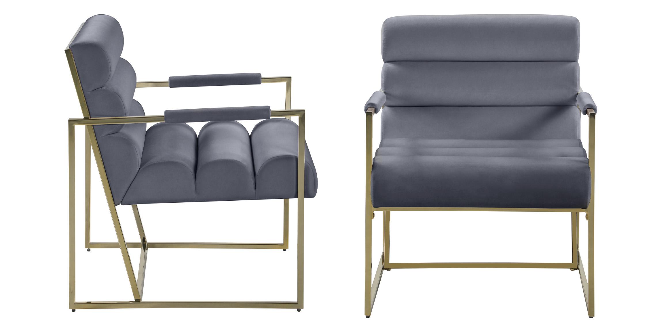 

    
Grey Velvet & Gold Tufted Accent Chair Set 2Pcs WAYNE 526Grey Meridian Modern
