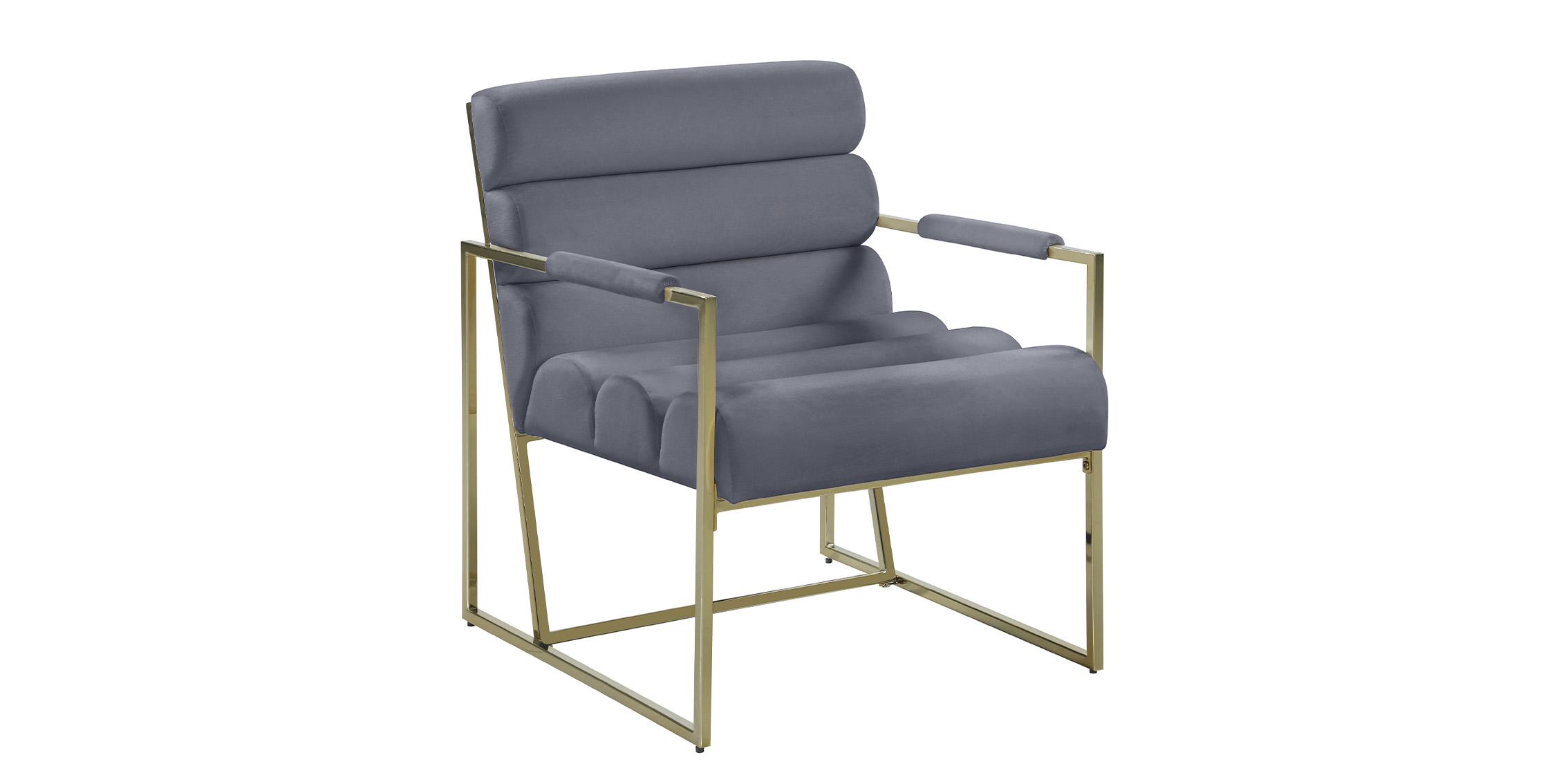Contemporary, Modern Accent Chair WAYNE 526Grey 526Grey in Gray, Gold Velvet