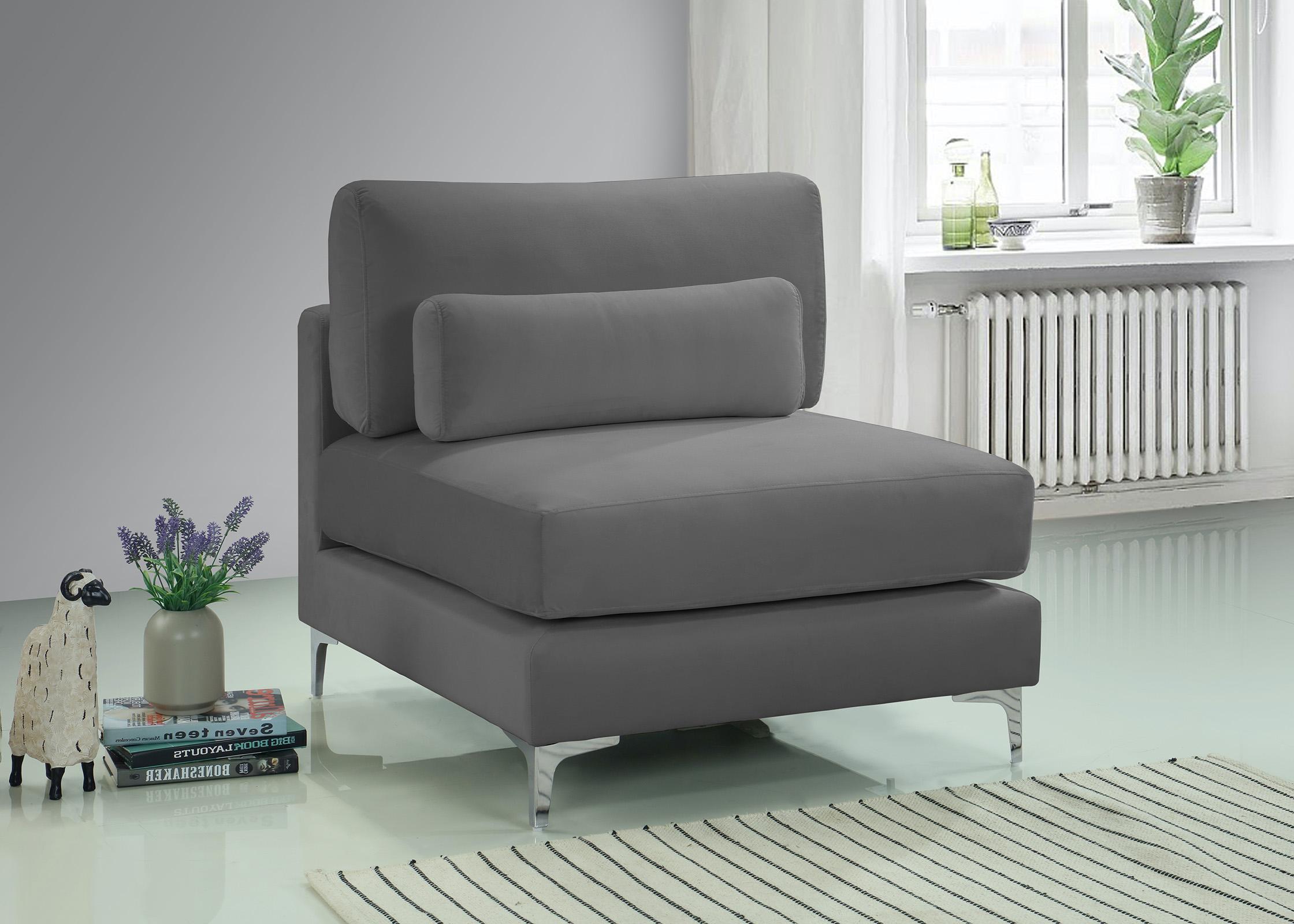 

    
Grey Velvet Modular Armless Chair 605Grey-Armless JULIA Meridian Modern
