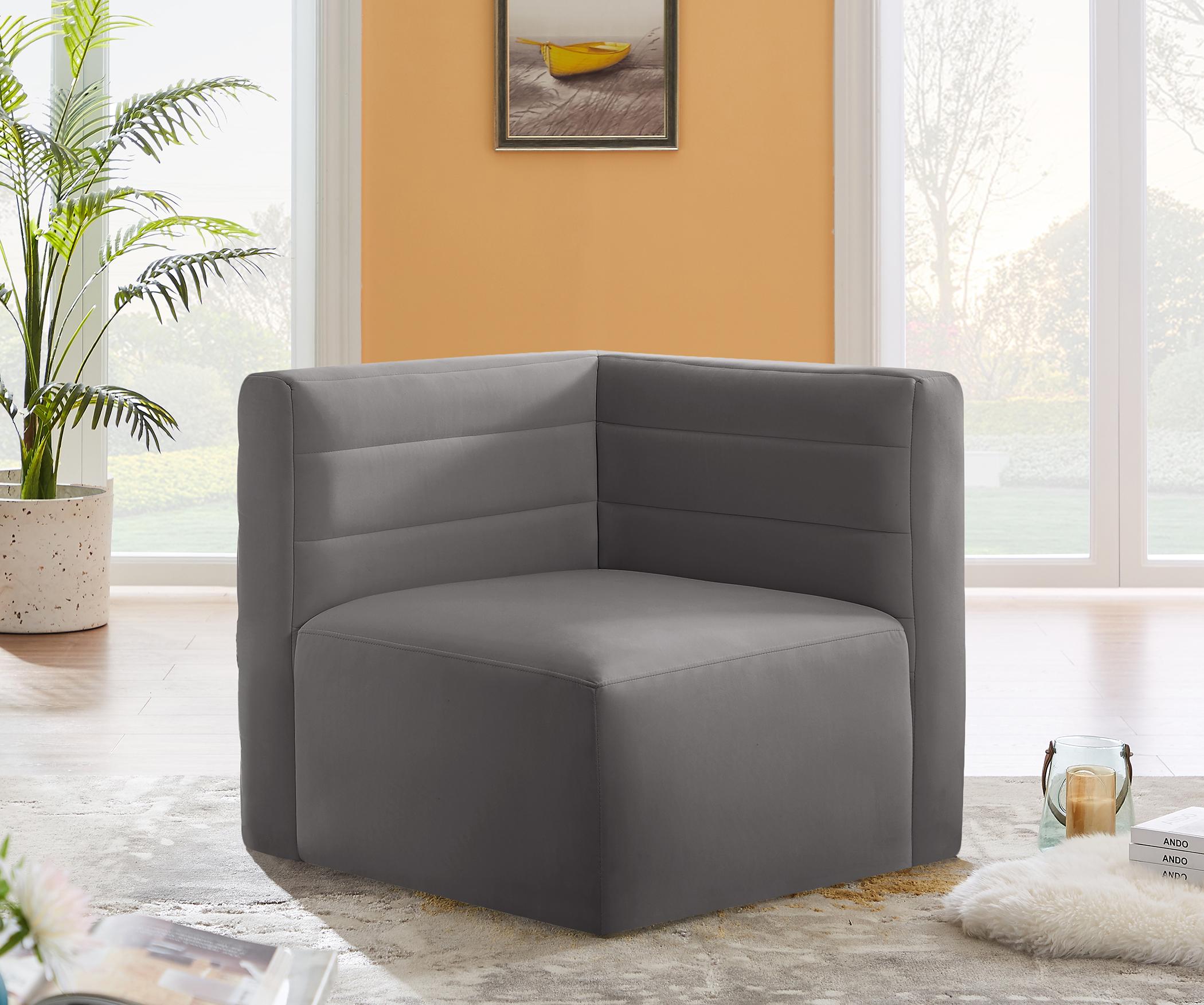 

    
Grey Velvet Modular Comfort Corner Chair Quincy 677Grey-Corner Meridian Modern
