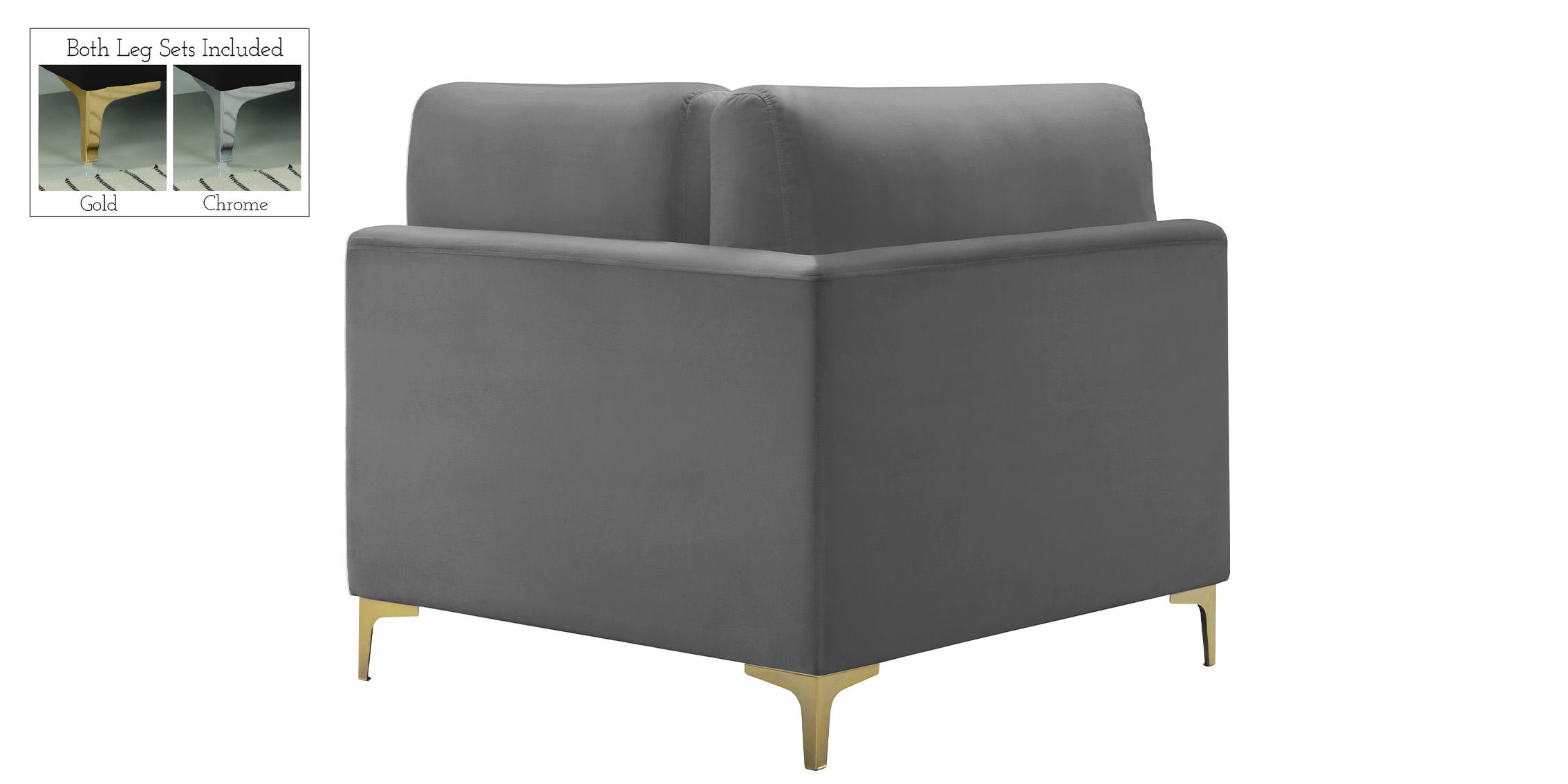 

        
Meridian Furniture JULIA 605Grey-Corner Corner chair Gray Velvet 753359799865
