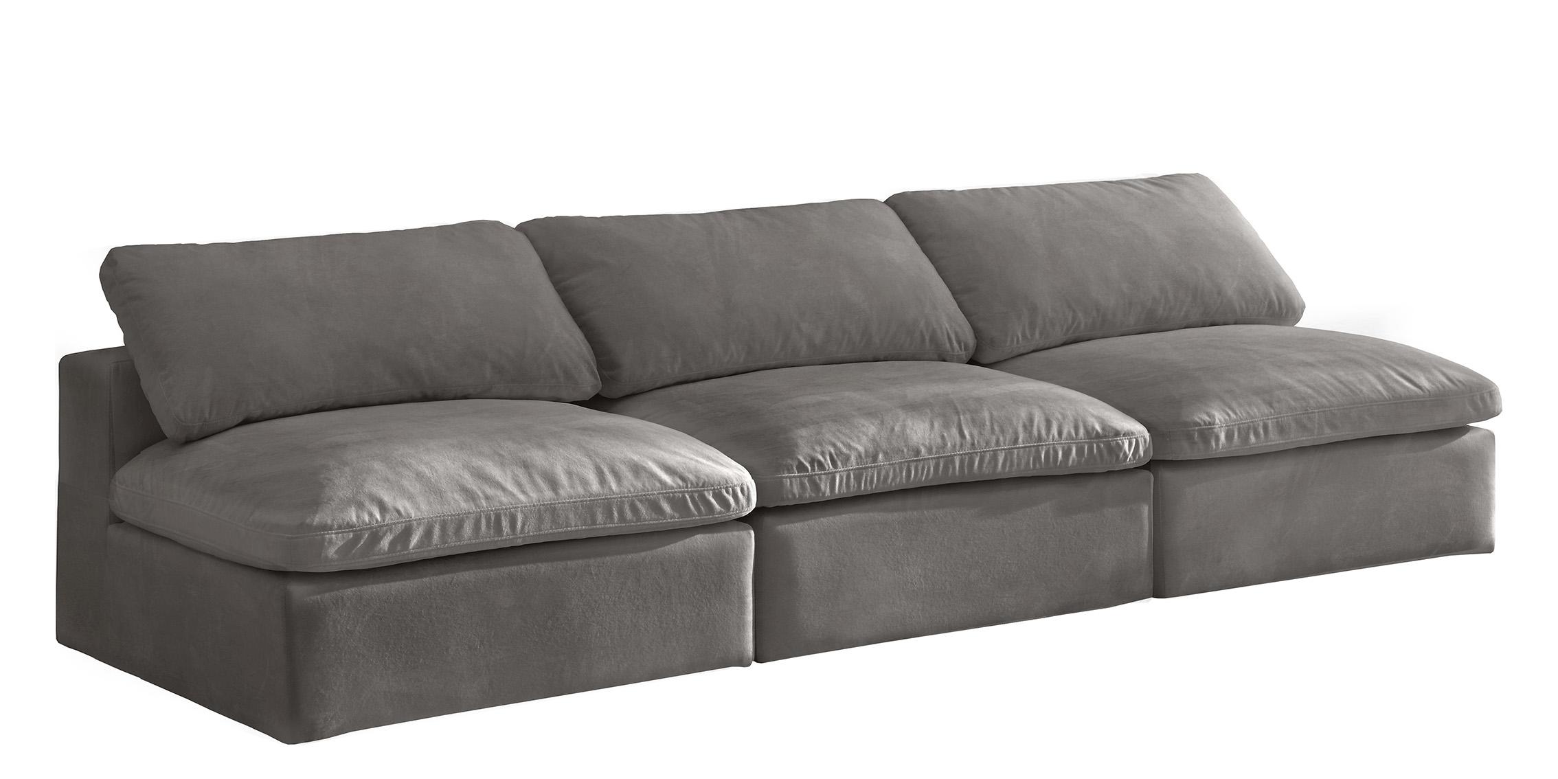 

    
Cozy Grey Velvet Comfort Modular Armless Sofa S117 Meridian
