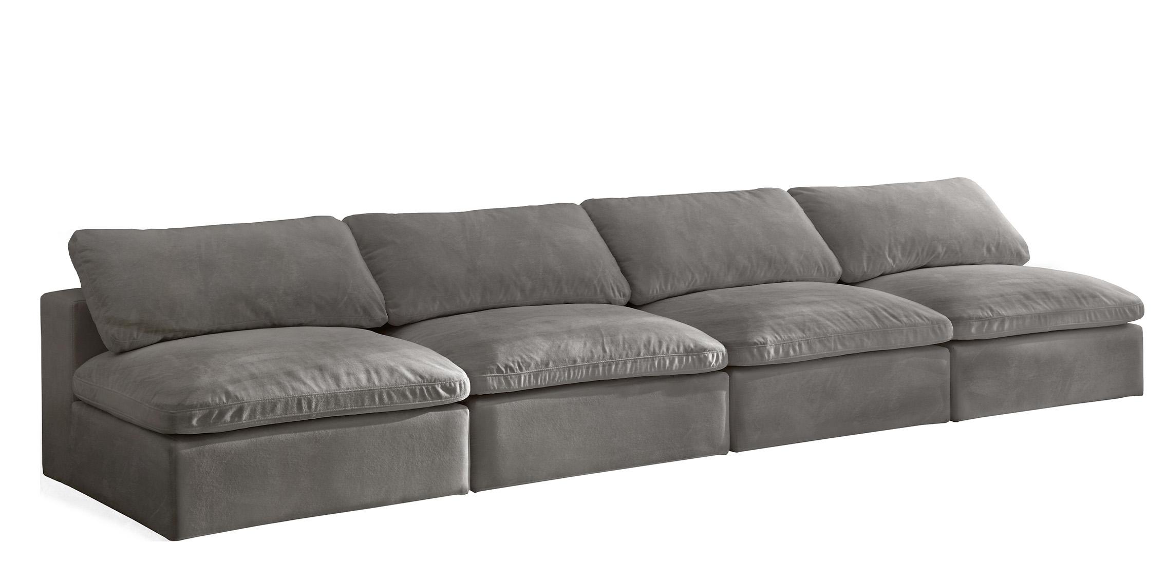 

    
Cozy Grey Velvet Comfort Modular Armless Sofa S156 Meridian
