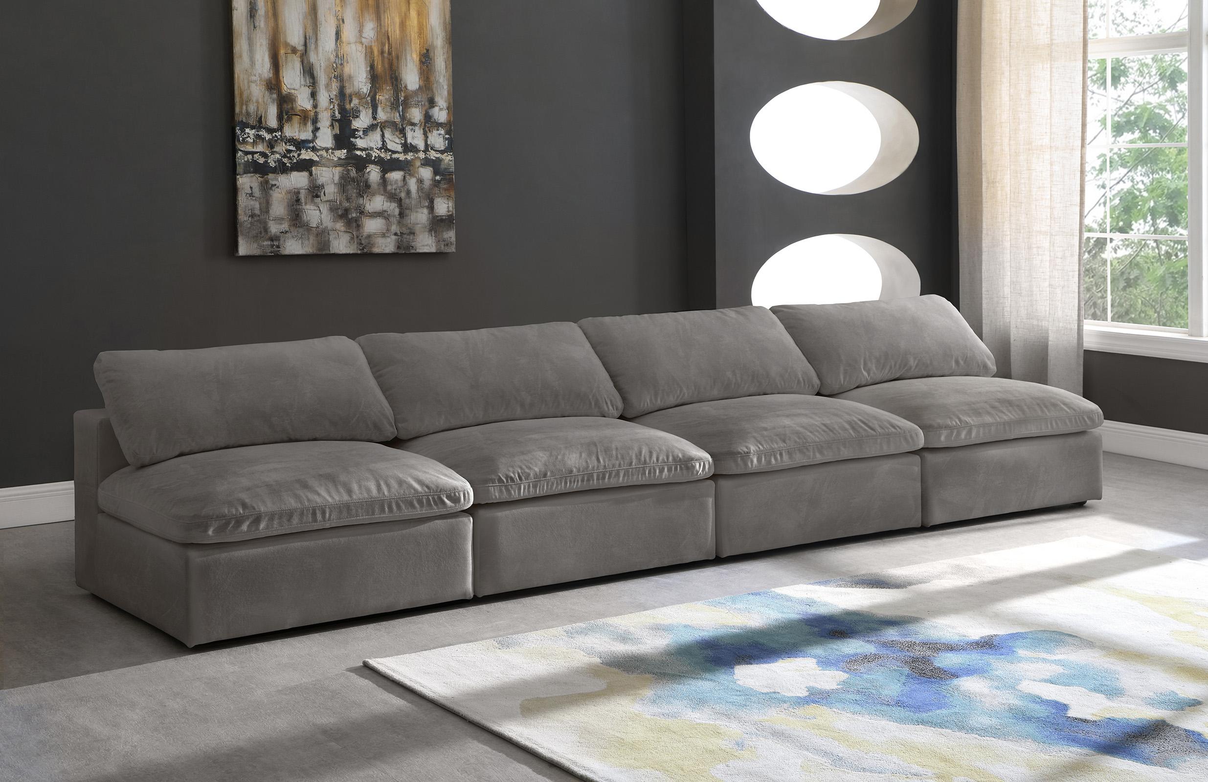 

    
Cozy Grey Velvet Comfort Modular Armless Sofa S156 Meridian
