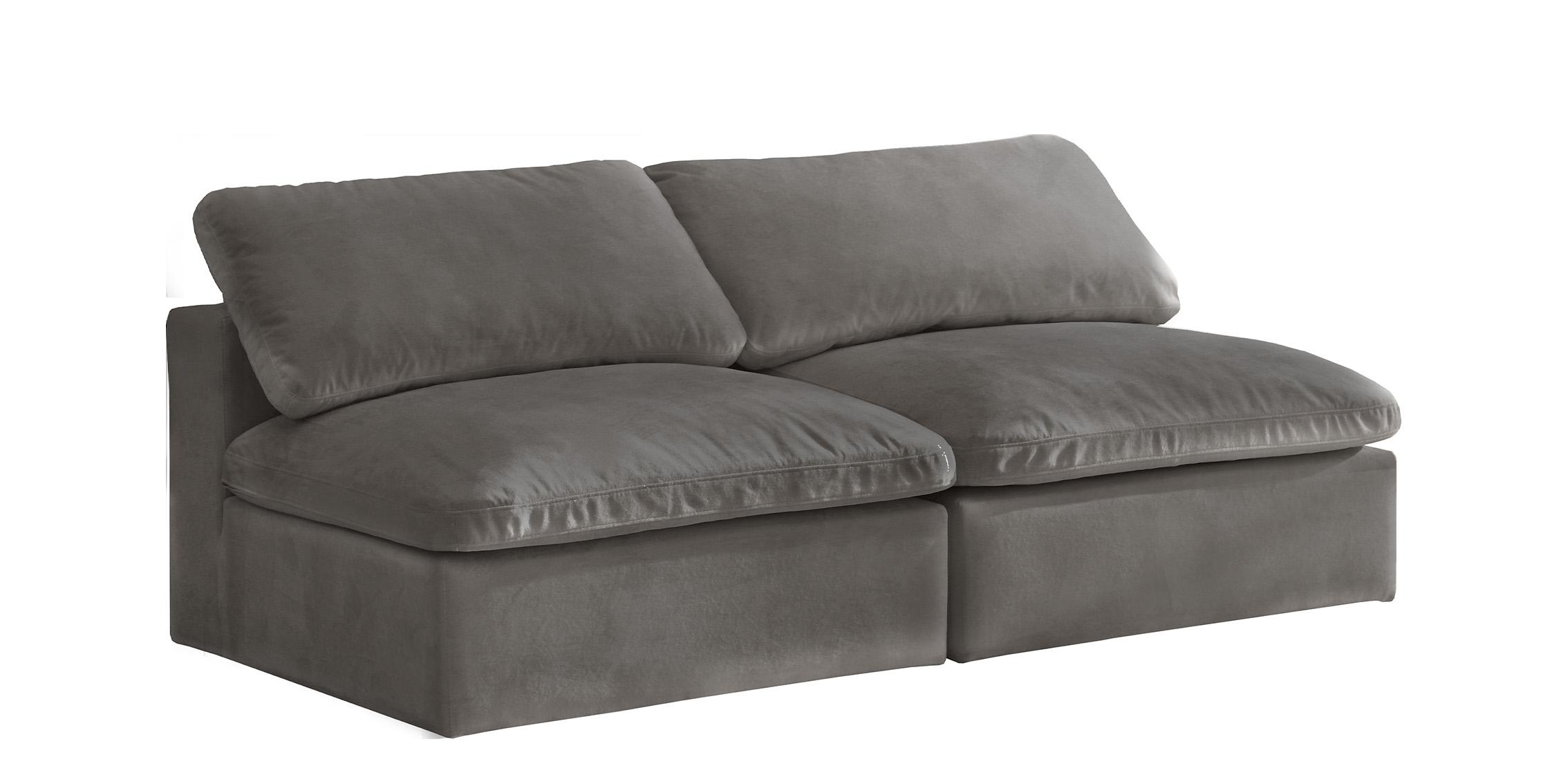 

    
Cozy Grey Velvet Comfort Modular Armless Sofa S78 Meridian

