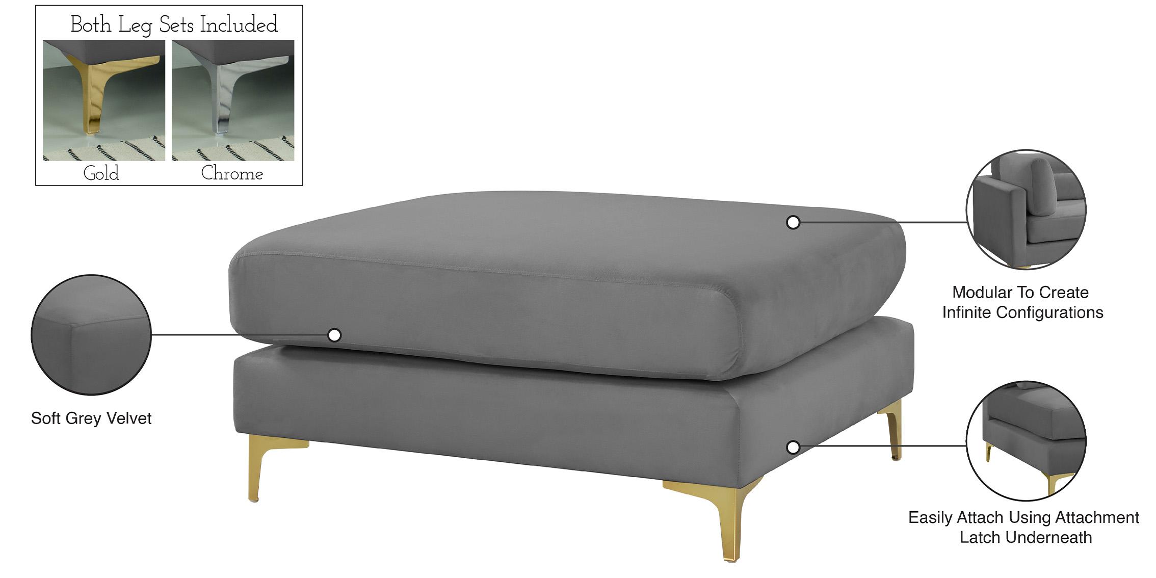 

        
Meridian Furniture JULIA 605Grey-Ott Ottoman Gray Velvet 753359799889
