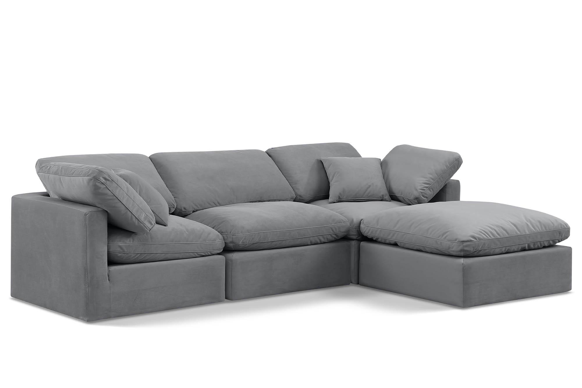 Contemporary, Modern Modular Sectional Sofa INDULGE 147Grey-Sec4A 147Grey-Sec4A in Gray Velvet
