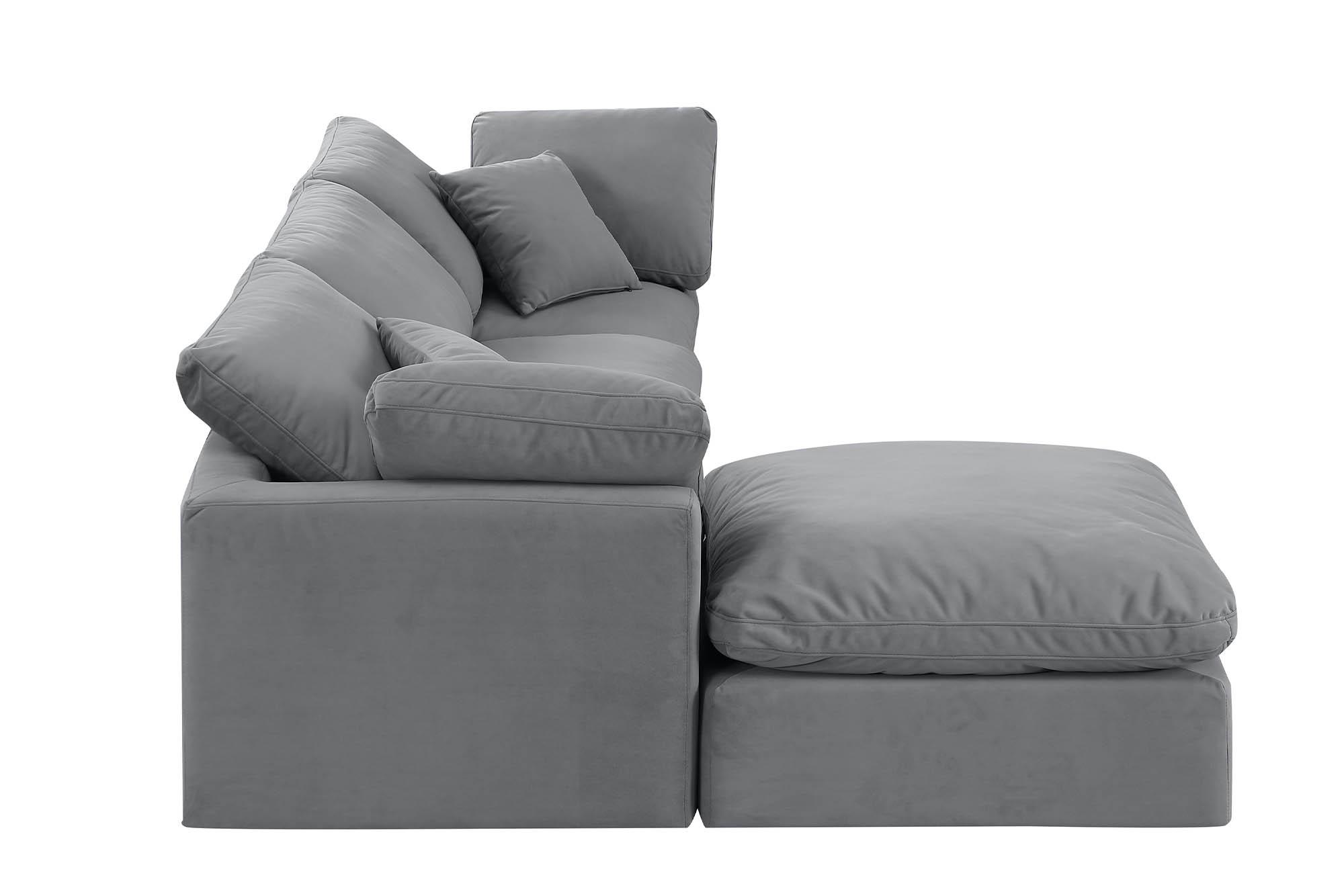 

        
Meridian Furniture INDULGE 147Grey-Sec4A Modular Sectional Sofa Gray Velvet 094308316475
