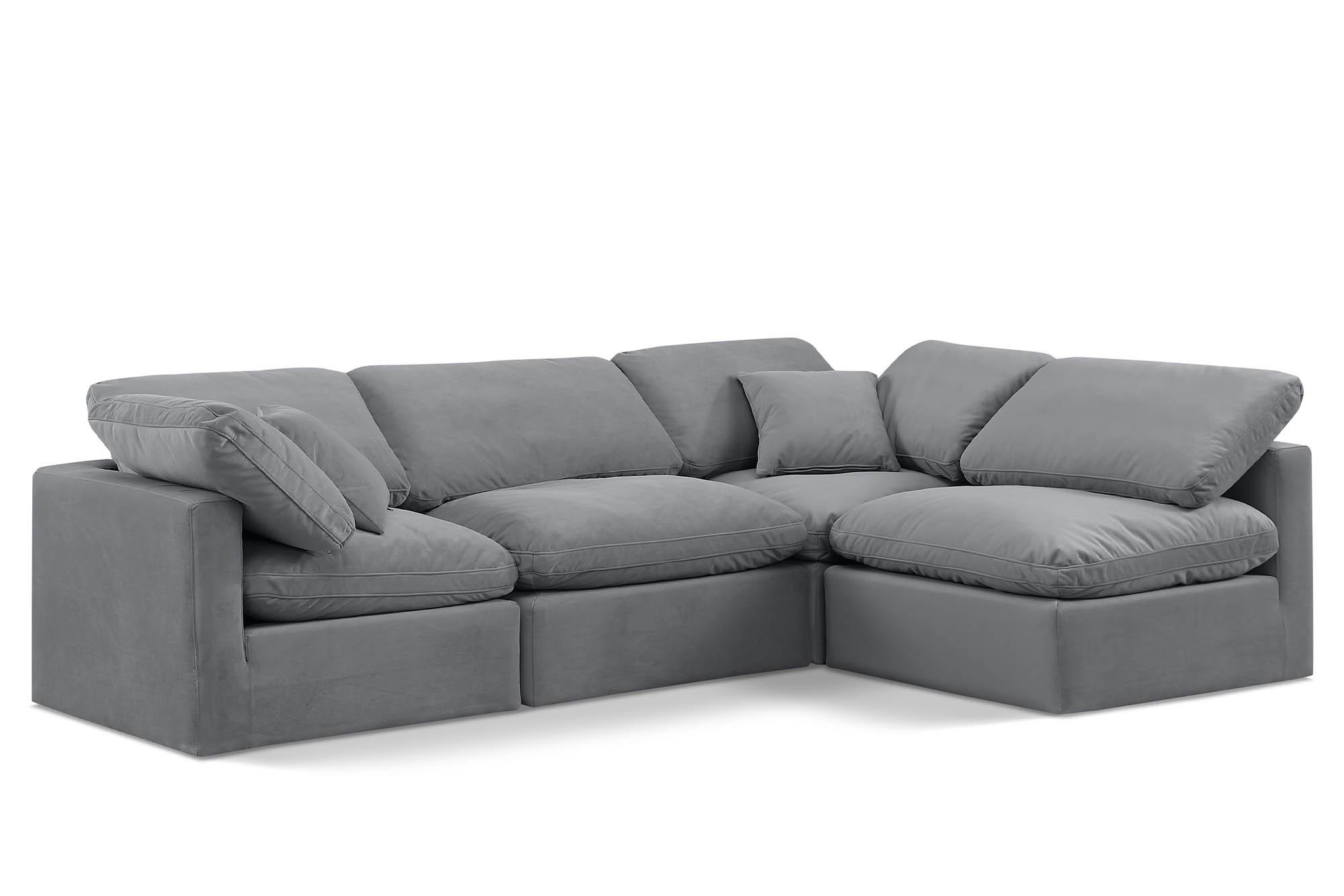Contemporary, Modern Modular Sectional Sofa INDULGE 147Grey-Sec4B 147Grey-Sec4B in Gray Velvet