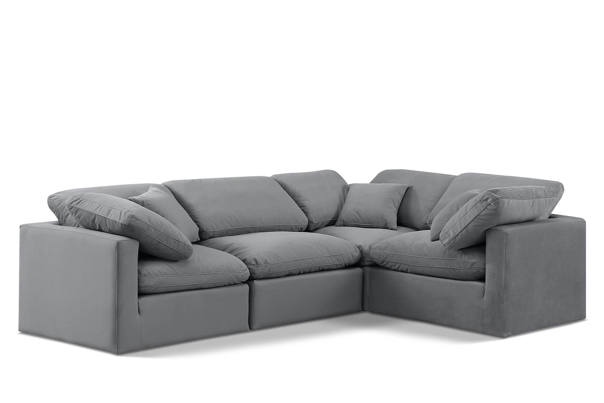 Contemporary, Modern Modular Sectional Sofa INDULGE 147Grey-Sec4C 147Grey-Sec4C in Gray Velvet