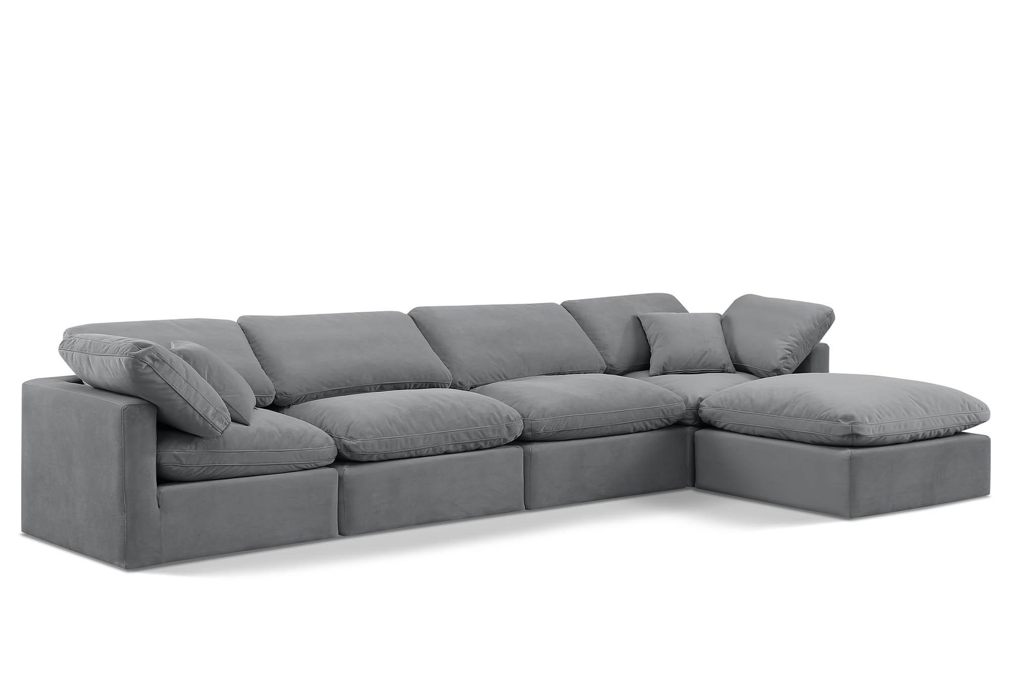Contemporary, Modern Modular Sectional Sofa INDULGE 147Grey-Sec5A 147Grey-Sec5A in Gray Velvet
