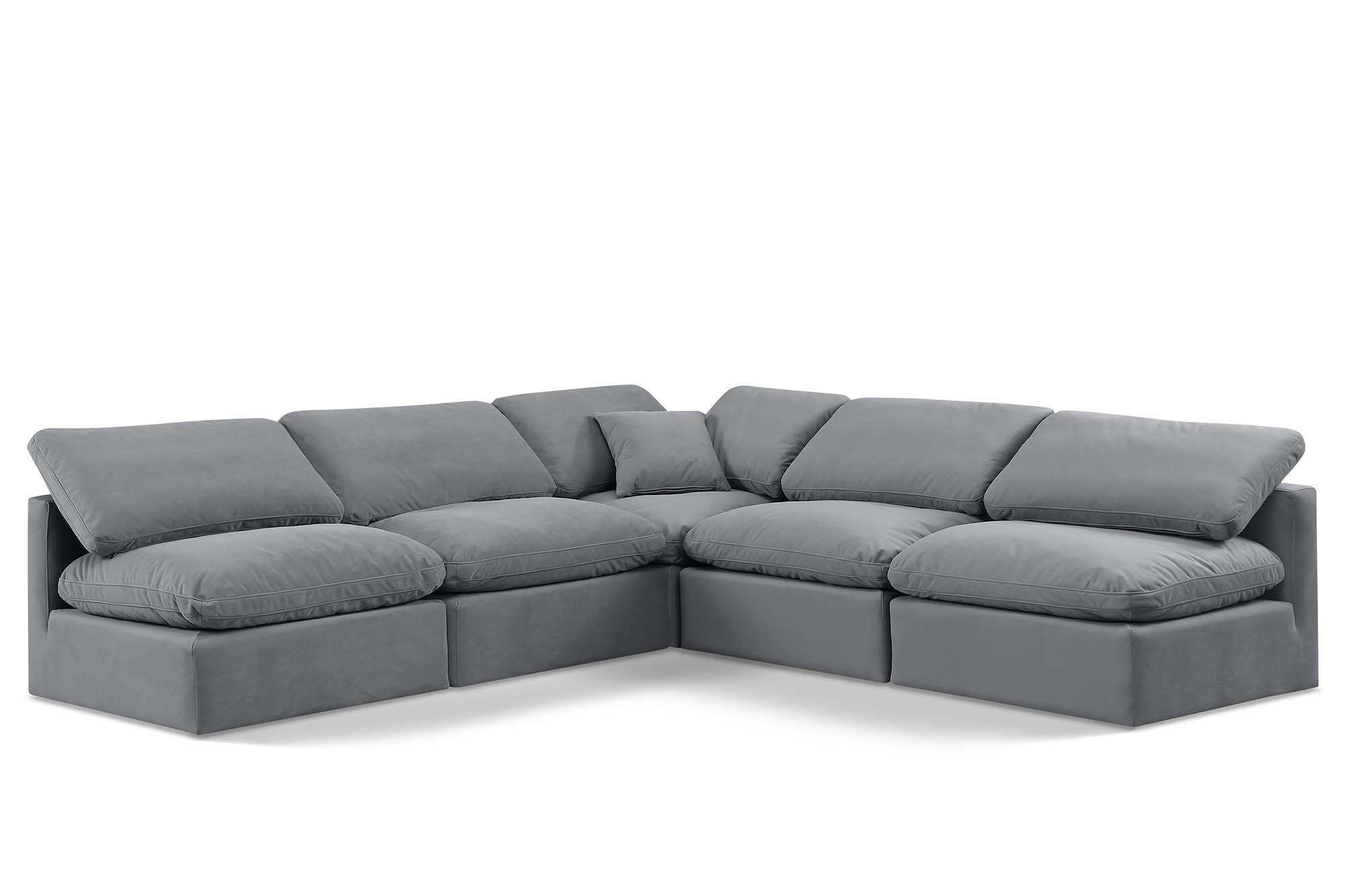 Contemporary, Modern Modular Sectional Sofa INDULGE 147Grey-Sec5B 147Grey-Sec5B in Gray Velvet