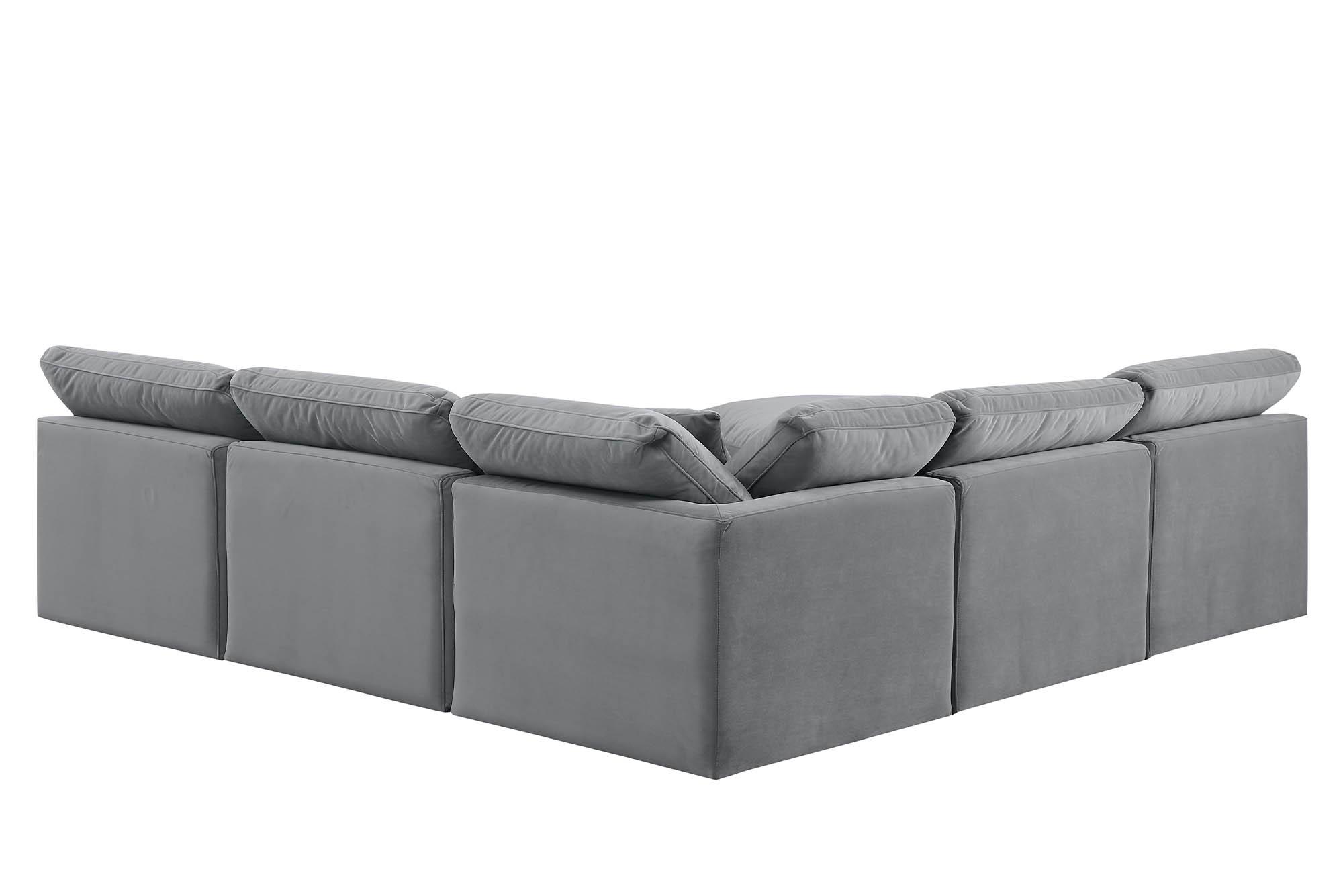 

        
Meridian Furniture INDULGE 147Grey-Sec5B Modular Sectional Sofa Gray Velvet 094308316505
