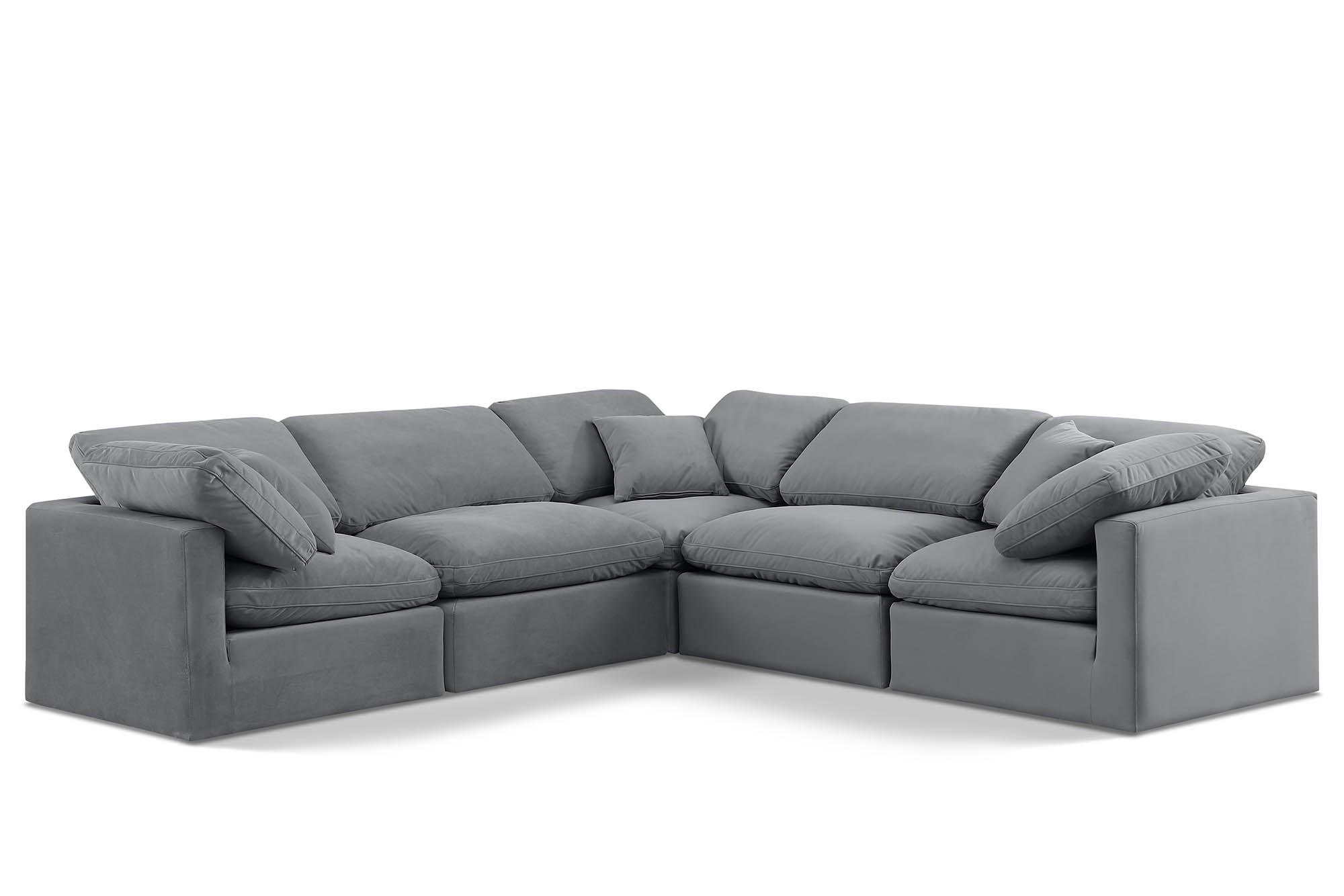 Contemporary, Modern Modular Sectional Sofa INDULGE 147Grey-Sec5C 147Grey-Sec5C in Gray Velvet
