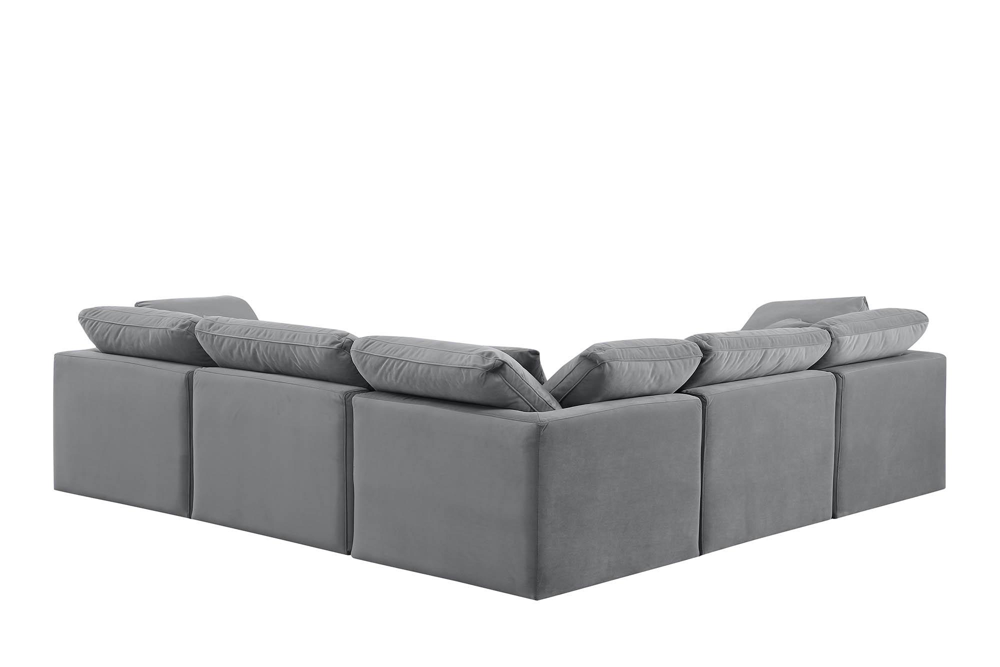 

        
Meridian Furniture INDULGE 147Grey-Sec5C Modular Sectional Sofa Gray Velvet 094308316512
