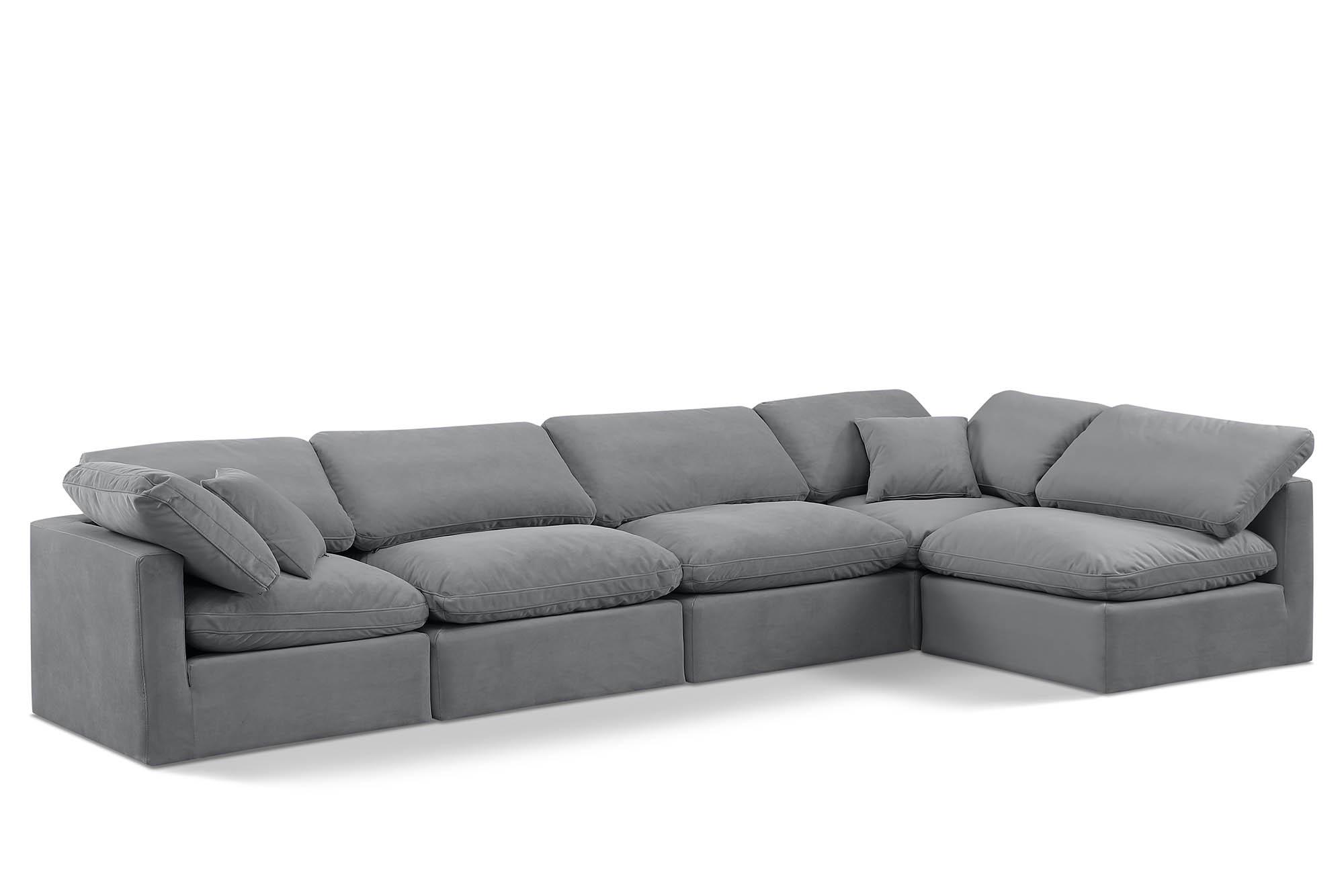 Contemporary, Modern Modular Sectional Sofa INDULGE 147Grey-Sec5D 147Grey-Sec5D in Gray Velvet