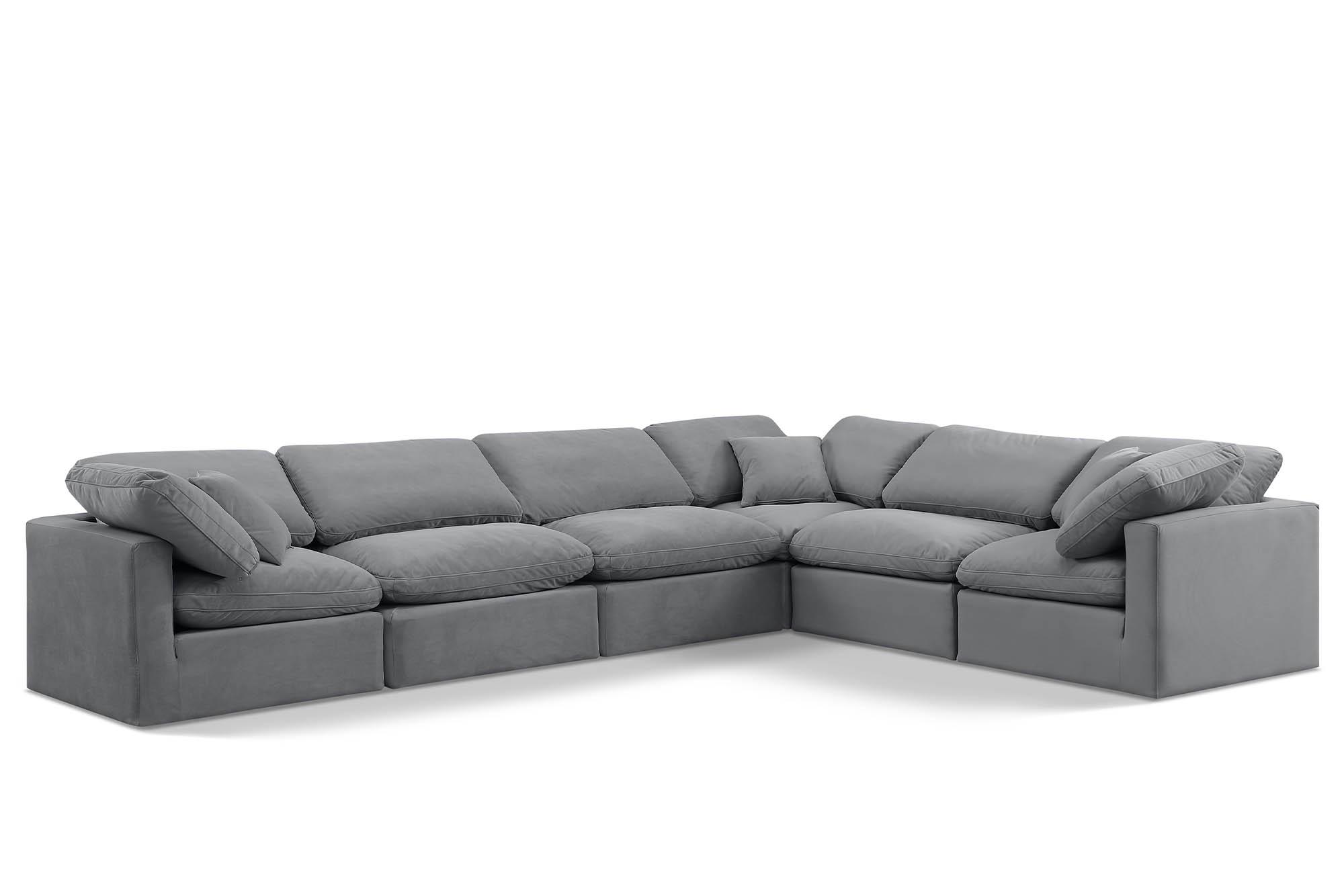 Contemporary, Modern Modular Sectional Sofa INDULGE 147Grey-Sec6A 147Grey-Sec6A in Gray Velvet