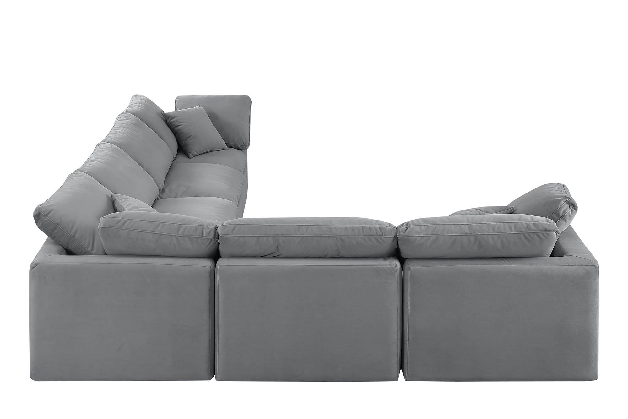 

        
Meridian Furniture INDULGE 147Grey-Sec6A Modular Sectional Sofa Gray Velvet 094308316536

