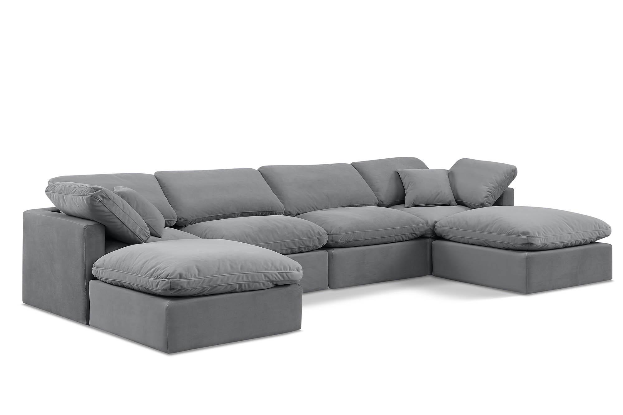 Contemporary, Modern Modular Sectional Sofa INDULGE 147Grey-Sec6B 147Grey-Sec6B in Gray Velvet