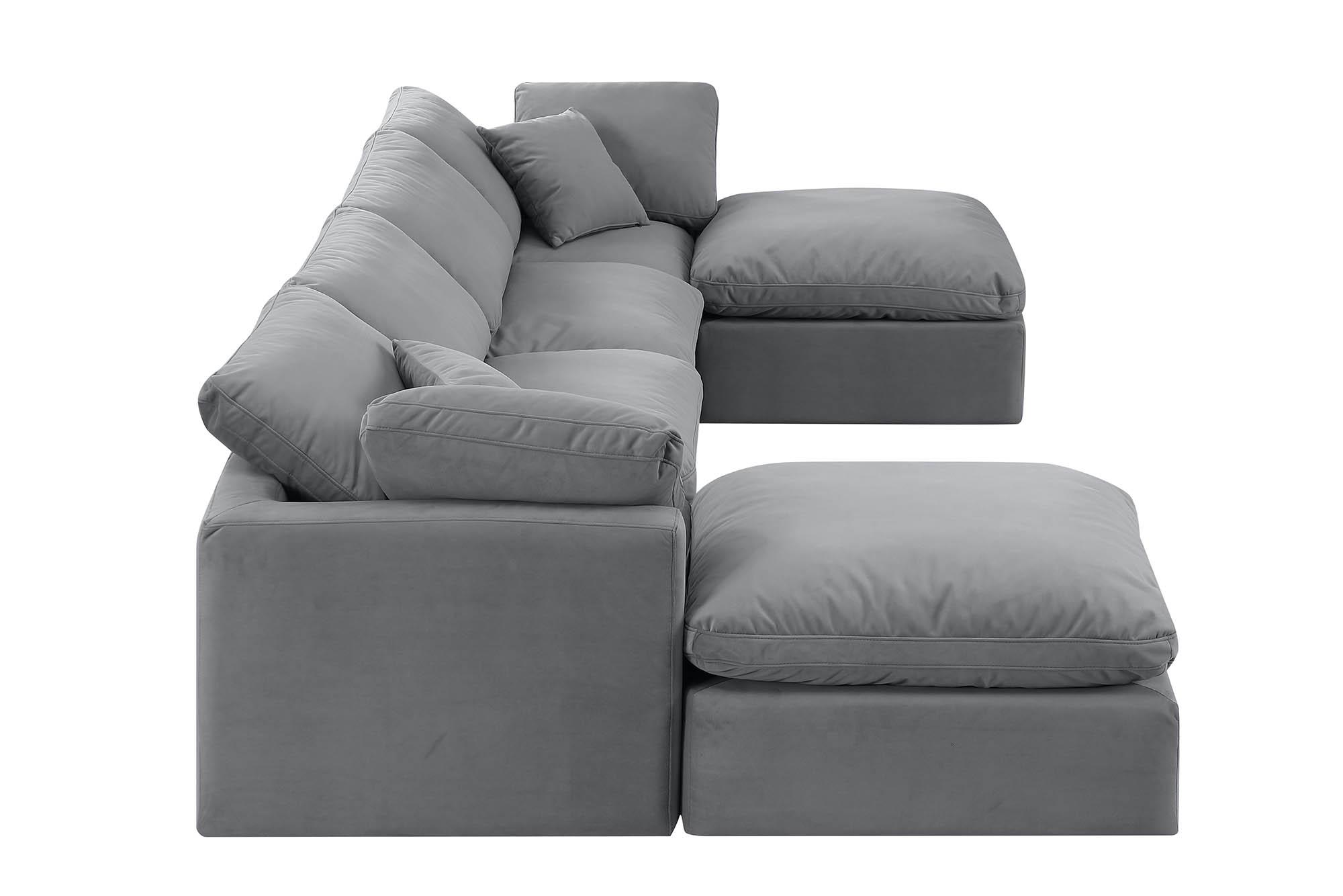 

        
Meridian Furniture INDULGE 147Grey-Sec6B Modular Sectional Sofa Gray Velvet 094308316543
