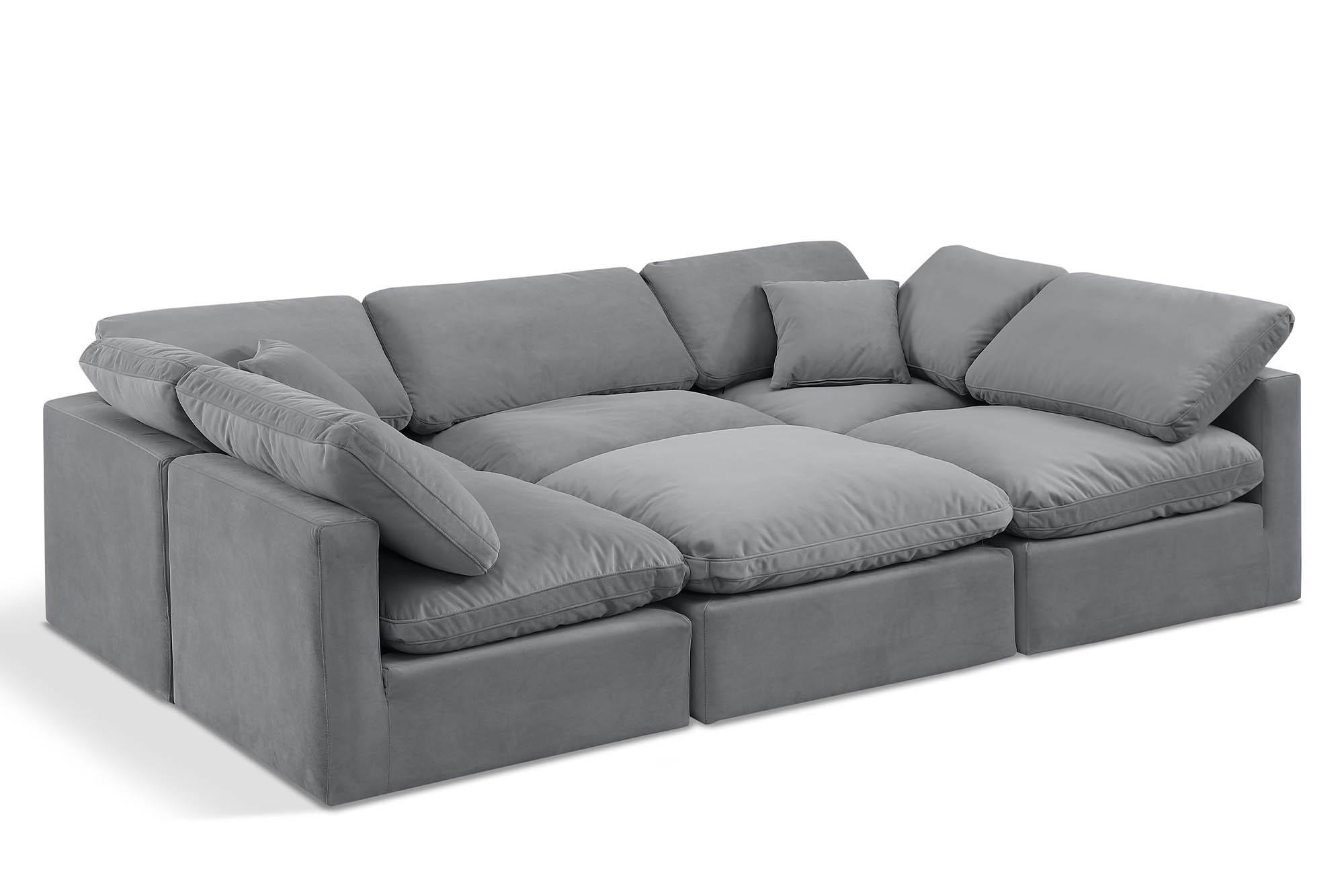 Contemporary, Modern Modular Sectional Sofa INDULGE 147Grey-Sec6C 147Grey-Sec6C in Gray Velvet