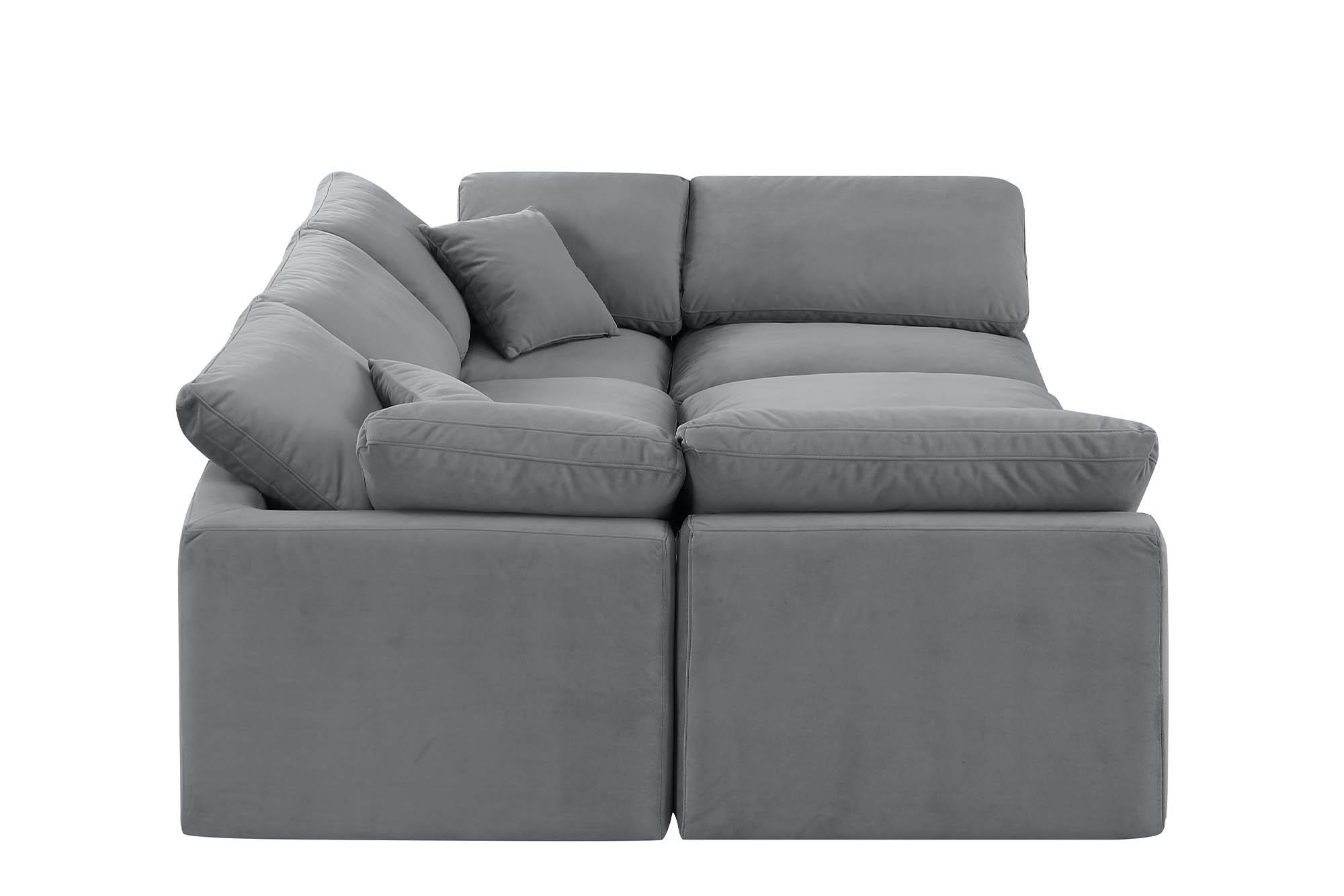 

        
Meridian Furniture INDULGE 147Grey-Sec6C Modular Sectional Sofa Gray Velvet 094308316550

