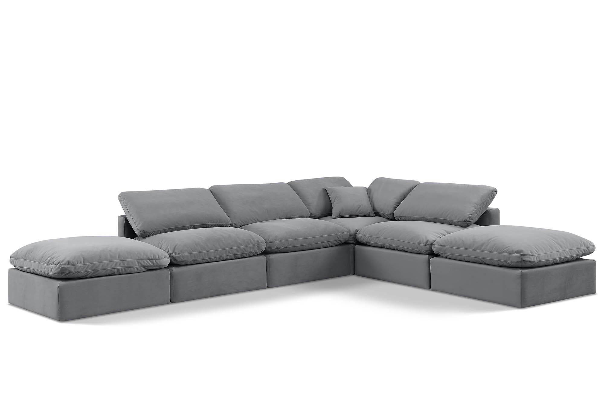 Contemporary, Modern Modular Sectional Sofa INDULGE 147Grey-Sec6E 147Grey-Sec6E in Gray Velvet