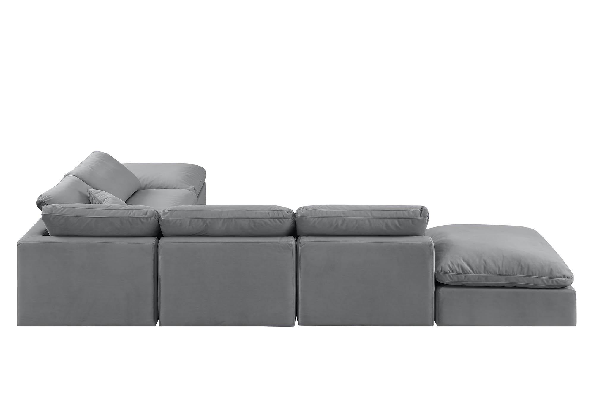 

        
Meridian Furniture INDULGE 147Grey-Sec6E Modular Sectional Sofa Gray Velvet 094308321707
