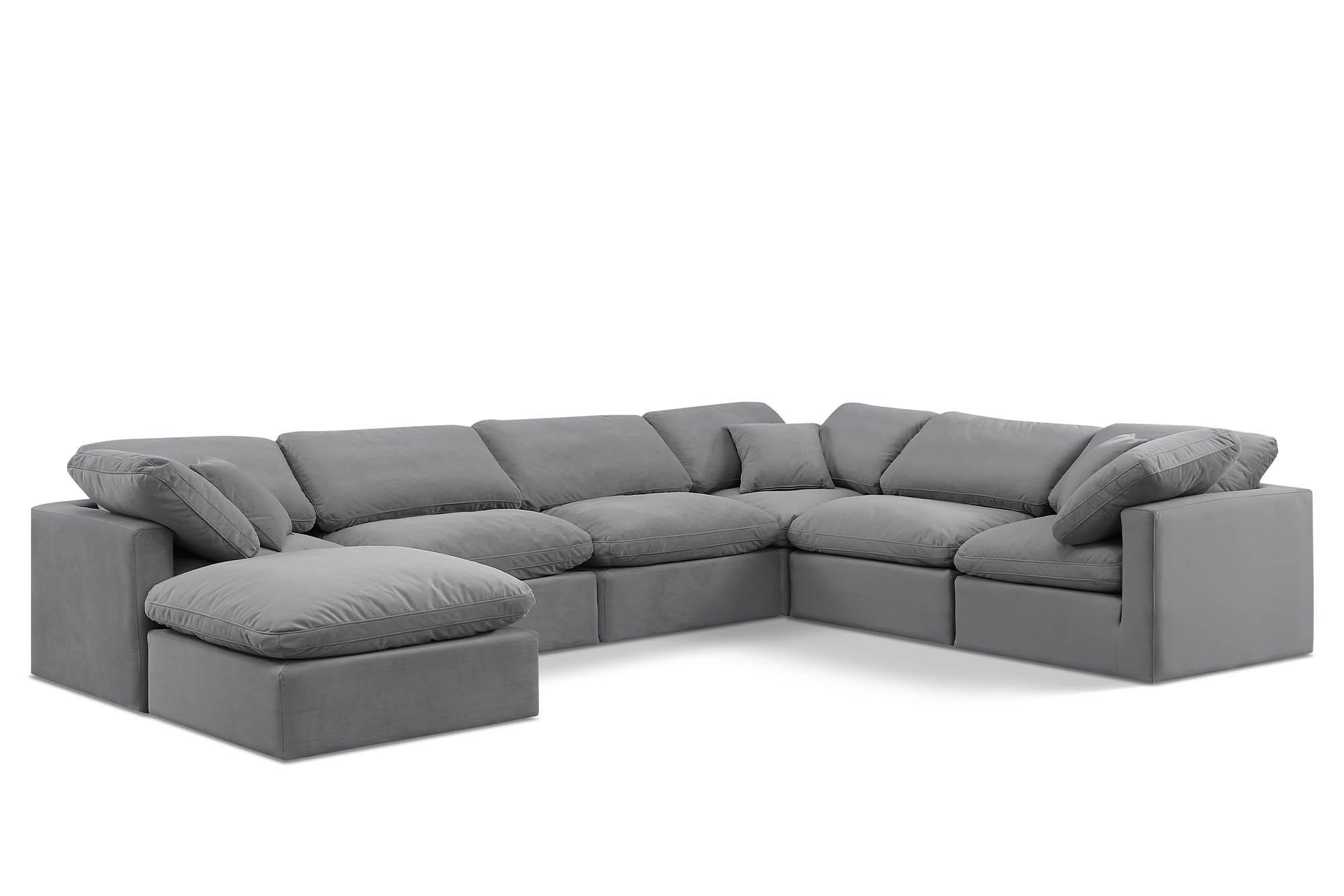 Contemporary, Modern Modular Sectional Sofa INDULGE 147Grey-Sec7A 147Grey-Sec7A in Gray Velvet